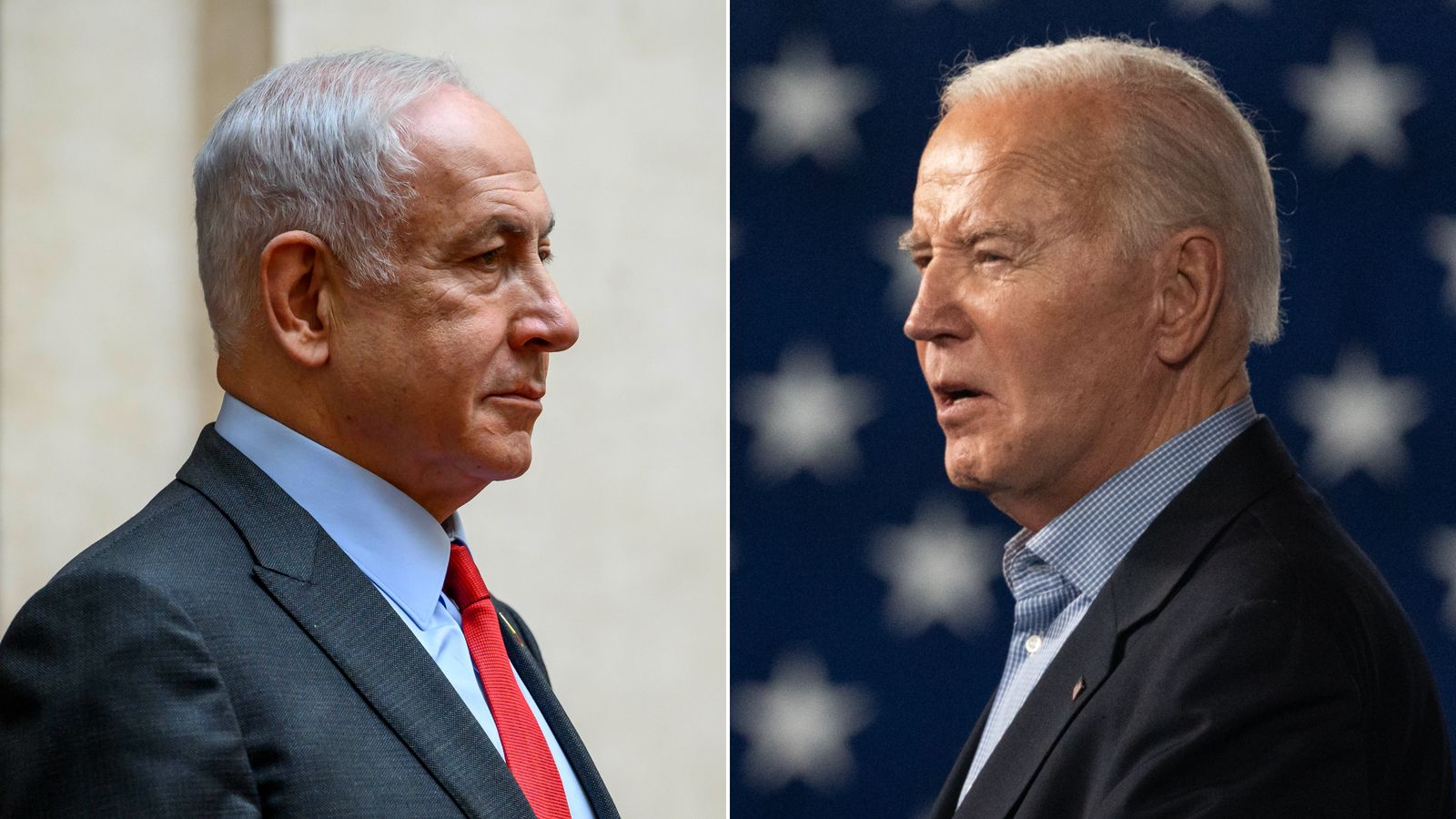 From left, Benjamin Netanyahu and Joe Biden.