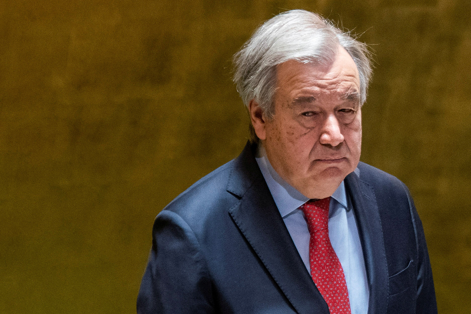 United Nations Secretary General Antonio Guterres attends a minute of silence for the victims of the earthquake in Turkey and Syria during the 58th plenary meeting at the United Nations headquarters in New York.