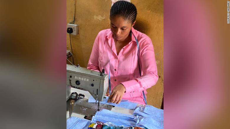 Nigerian tailor Queen Duruibe has been producing face masks since January but says she has now taken on more staff and converted her fashion store in Aba, Nigeria to make up to 10,000 masks per day.