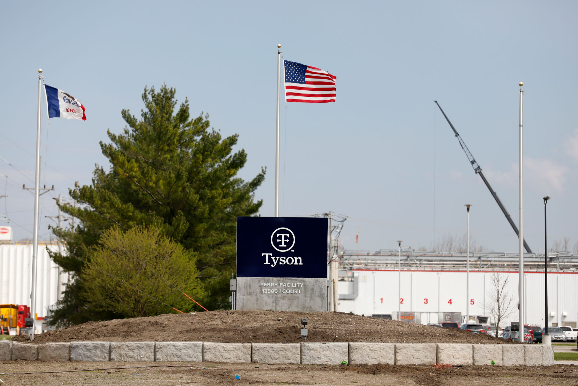 The Tyson Foods pork plant is seen on April 22, in Perry, Iowa. 