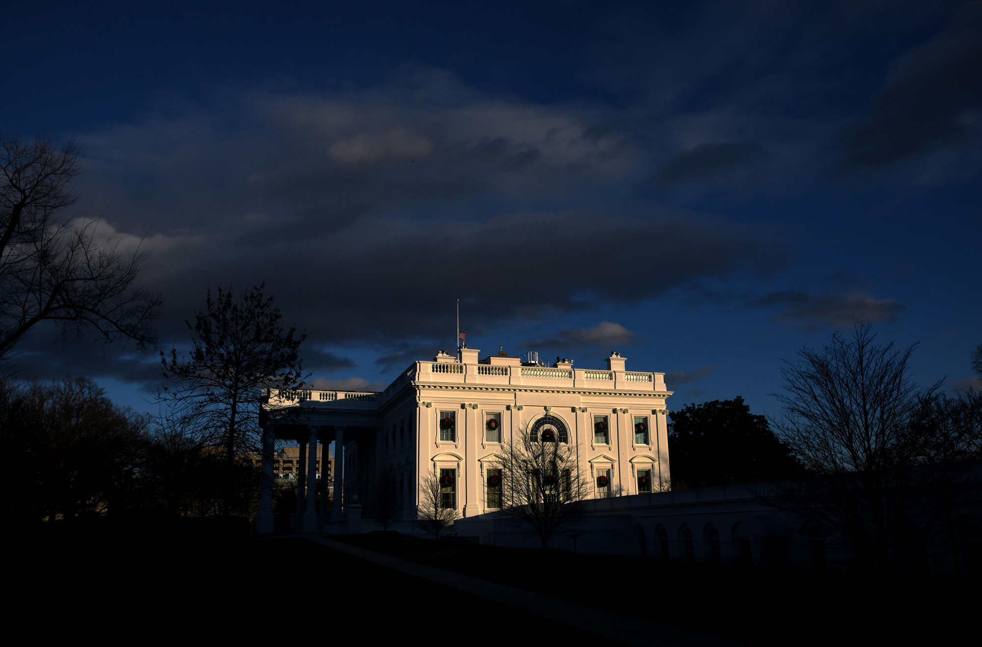 The White House is seen from the North entrance on December 22, 2018 in Washington. 