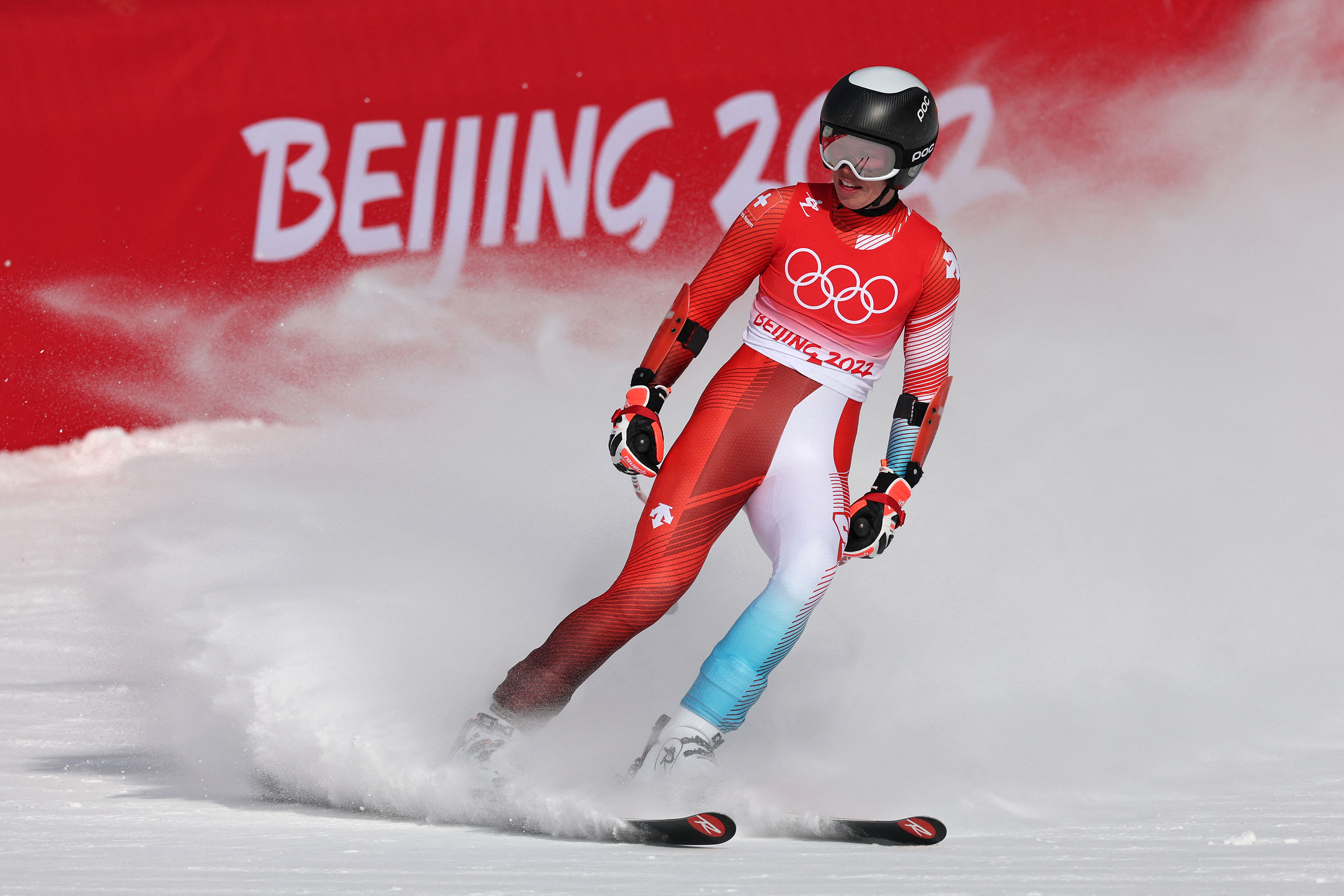 Switzerland's Michelle Gisin competes in the women's super-G final on Friday.