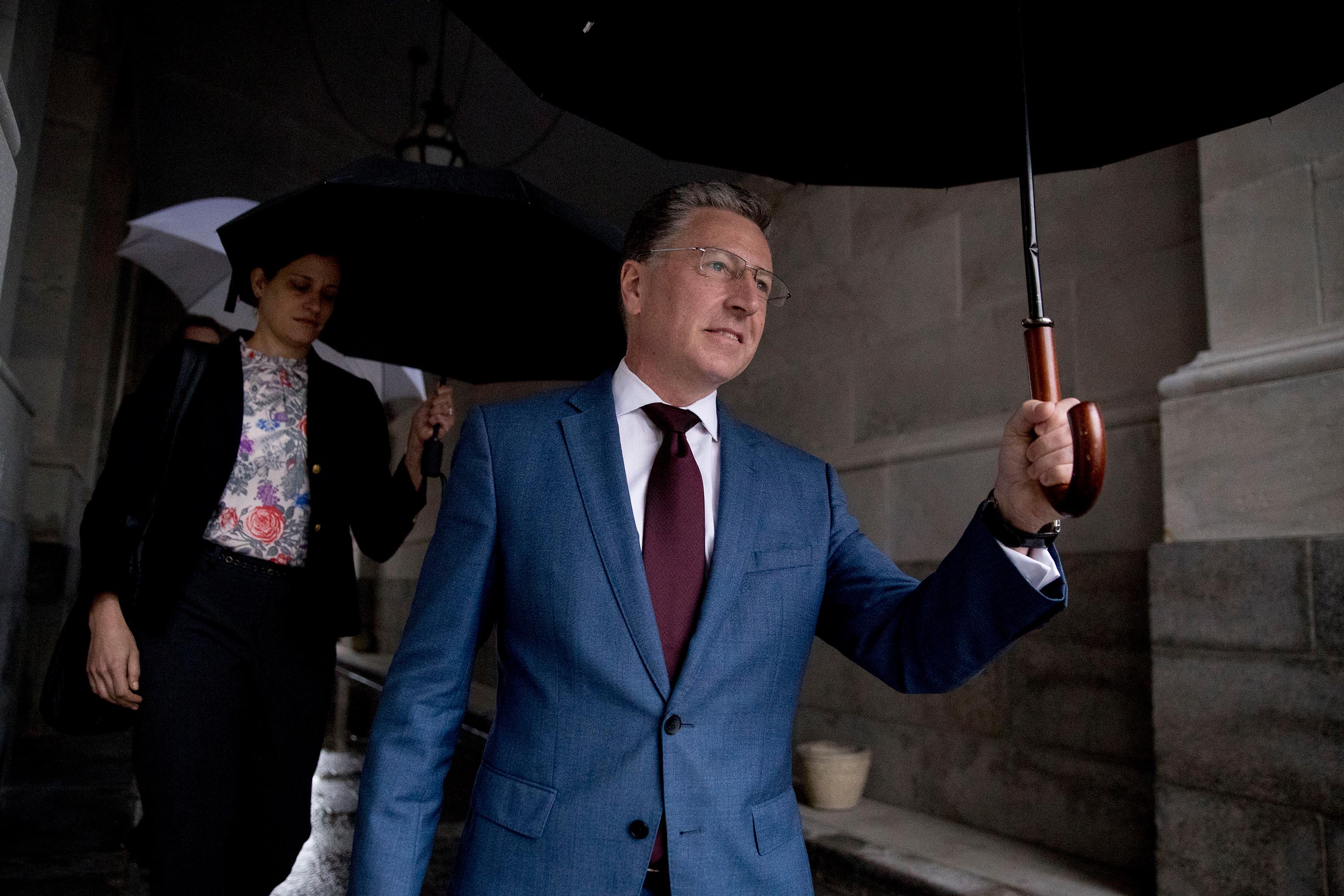 Former US Special Envoy for Ukraine Kurt Volker is seen after attending a closed door meeting at the US Capitol on October 16.