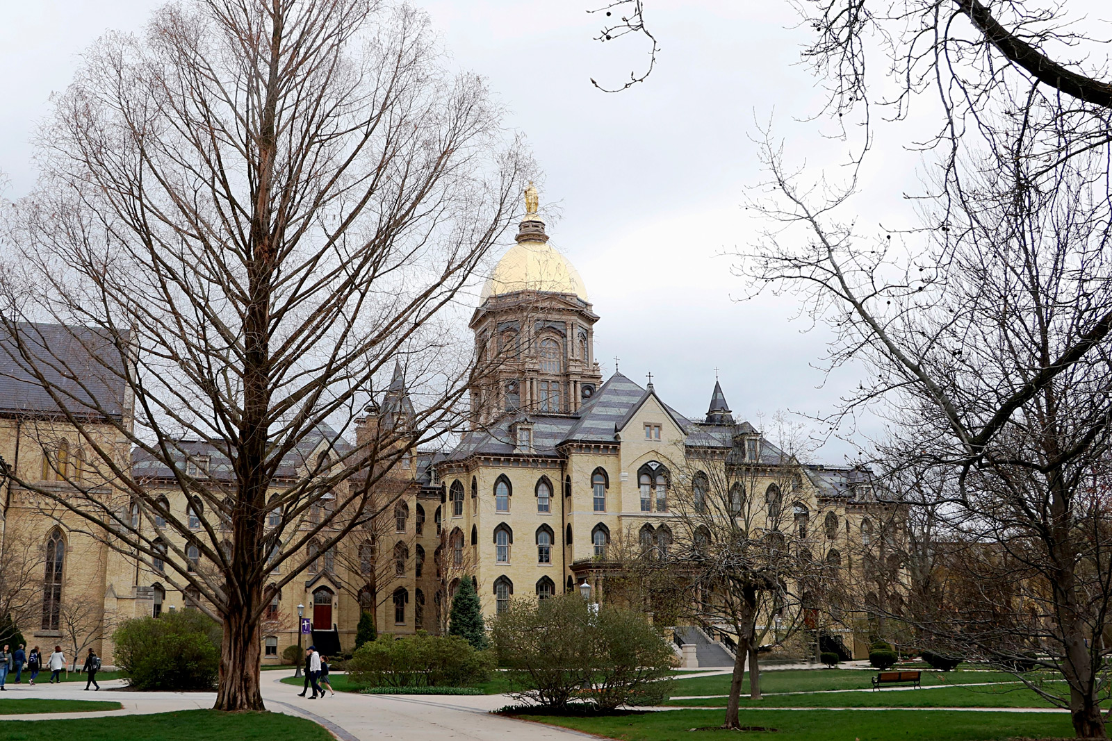 A portion of University of Notre Dame's campus is seen in South Bend, Indiana, on April 19, 2019.