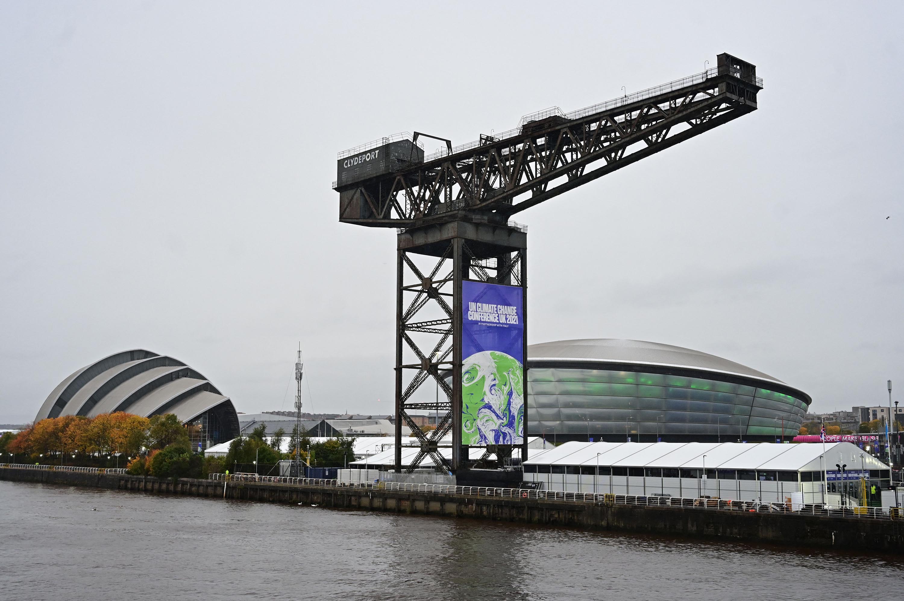 A general view of the the Scottish Event Campus in Glasgow, Scotland on Sunday, October 31, venue of the COP26 UN Climate Change Conference to be held in the city. 