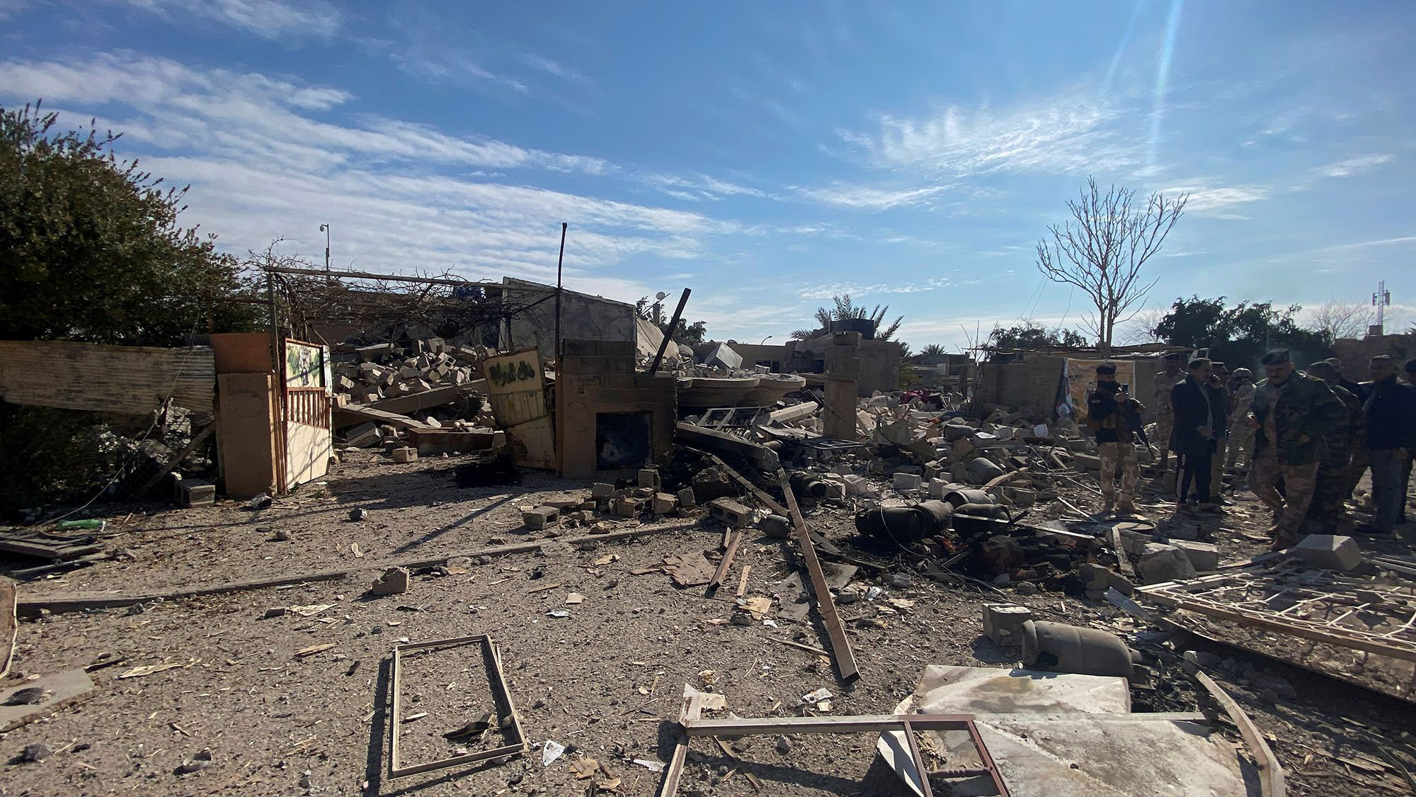 A destroyed building is pictured at the site of a US airstrike in al-Qaim, Iraq, on February 3.