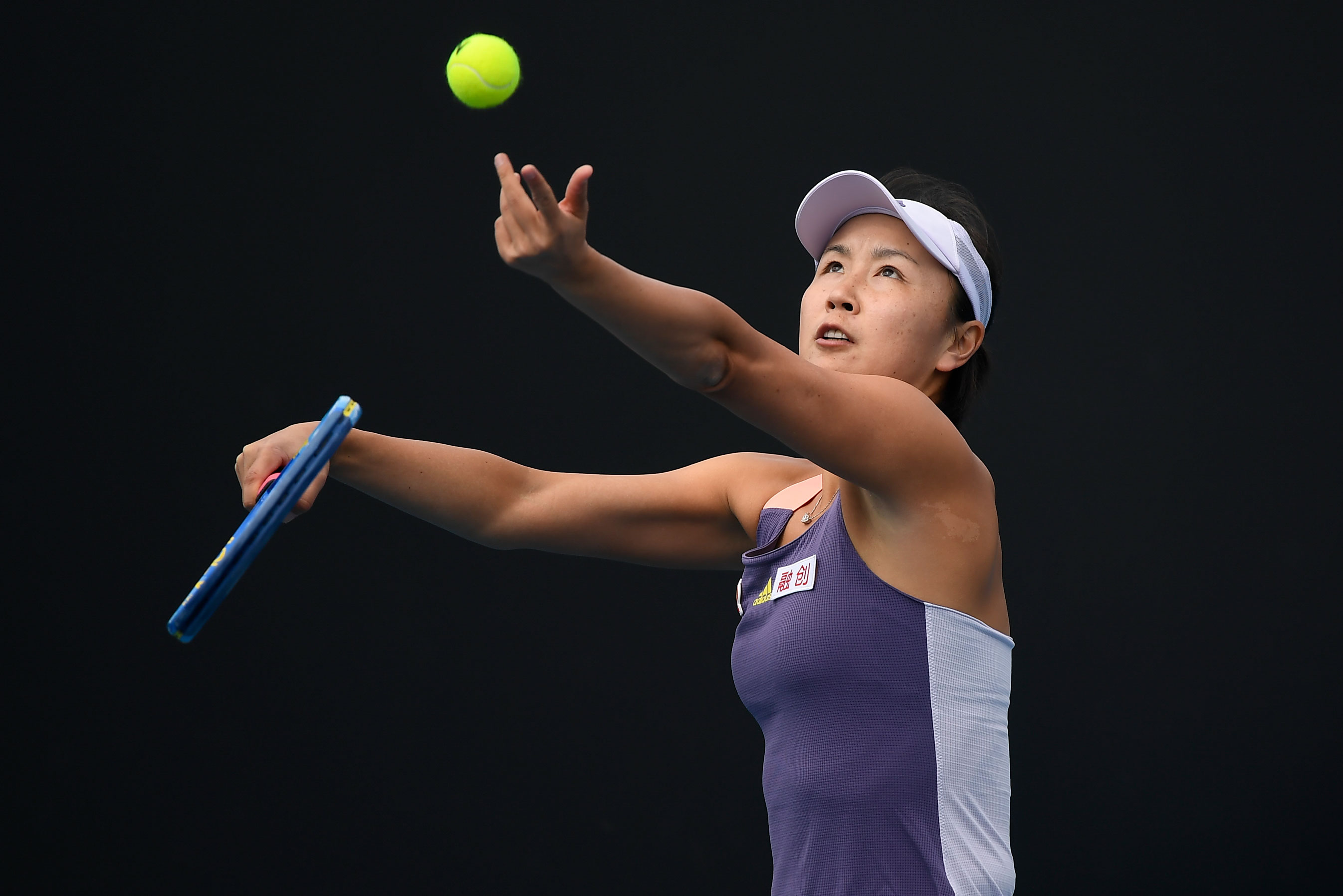 Peng Shuai of China in action during her Women's Singles first round match against Nao Hibino of Japan in the 2020 Australian Open at Melbourne Park on January 21, 2020. 