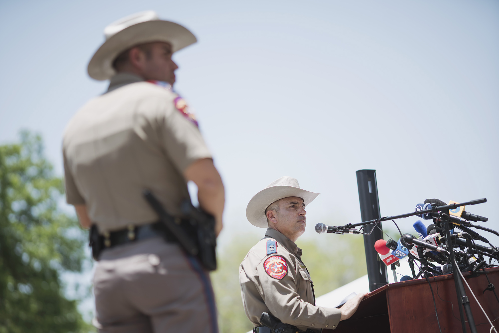 Victor Escalon, Regional Director of the Texas Department of Public Safety South, speaks during a press conference in Uvalde, Texas on May 26.
