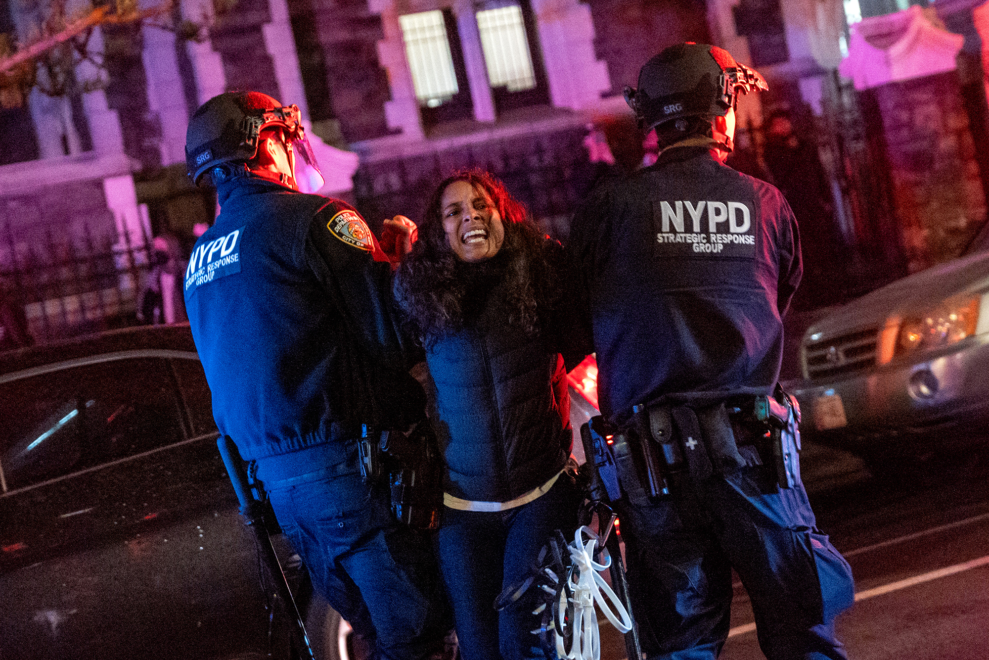 Police arrest protesters during pro-Palestinian demonstrations at The City College Of New York (CUNY) as the NYPD cracks down on protest camps at both Columbia University and CCNY on April 30, in New York City. 