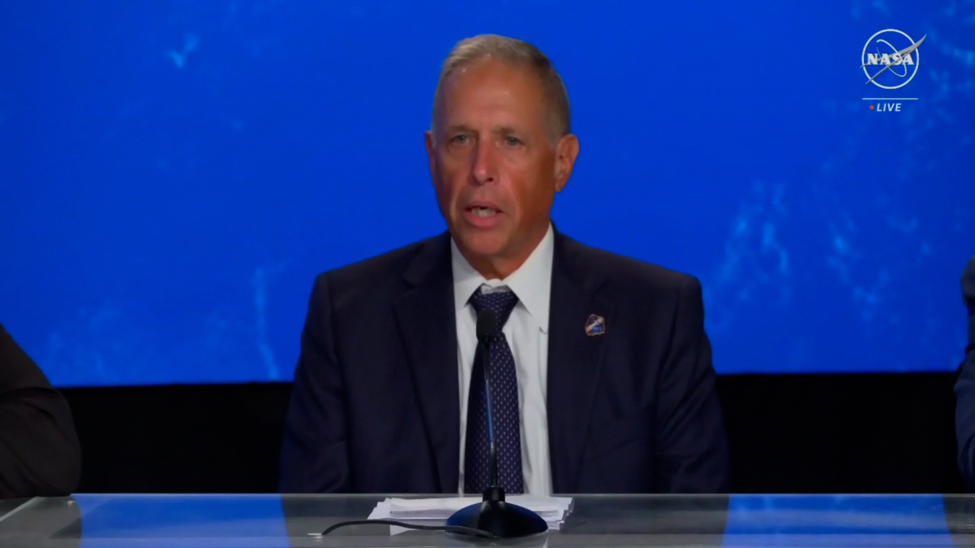 In this screen grab from video, the vice president and program manager of the Commercial Crew Program for Boeing Mark Nappi speaks at a press conference in Cape Canaveral, Florida, on Wednesday.
