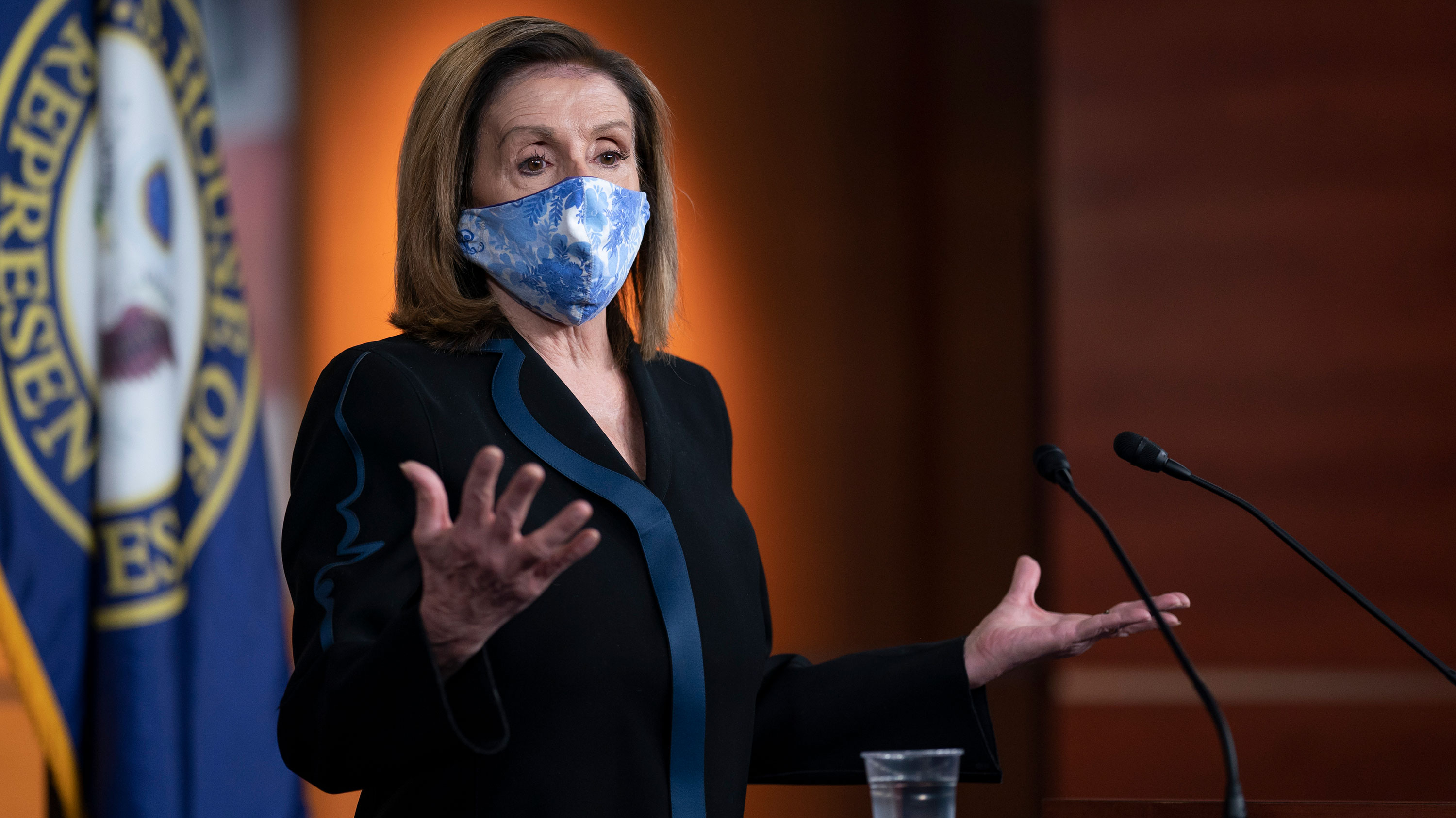 House Speaker Nancy Pelosi speaks with reporters on Capitol Hill, Friday, November 13 in Washington, DC.