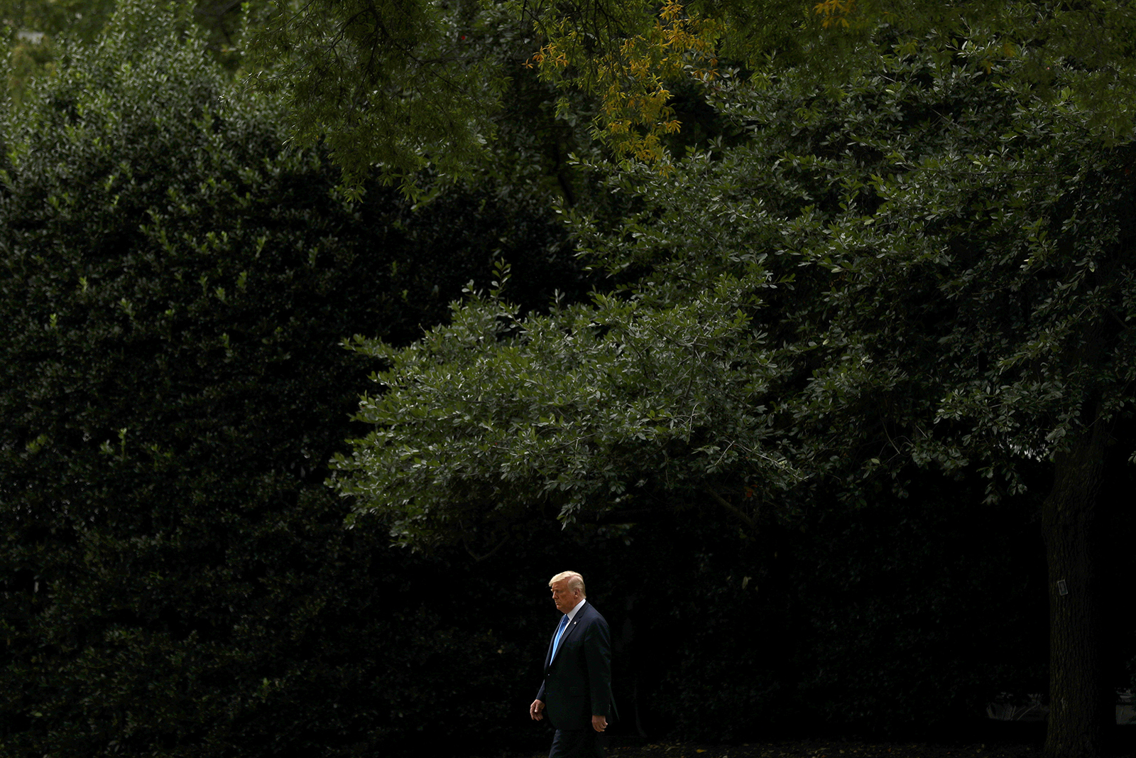 President Donald Trump departs the White House September 24, in Washington.