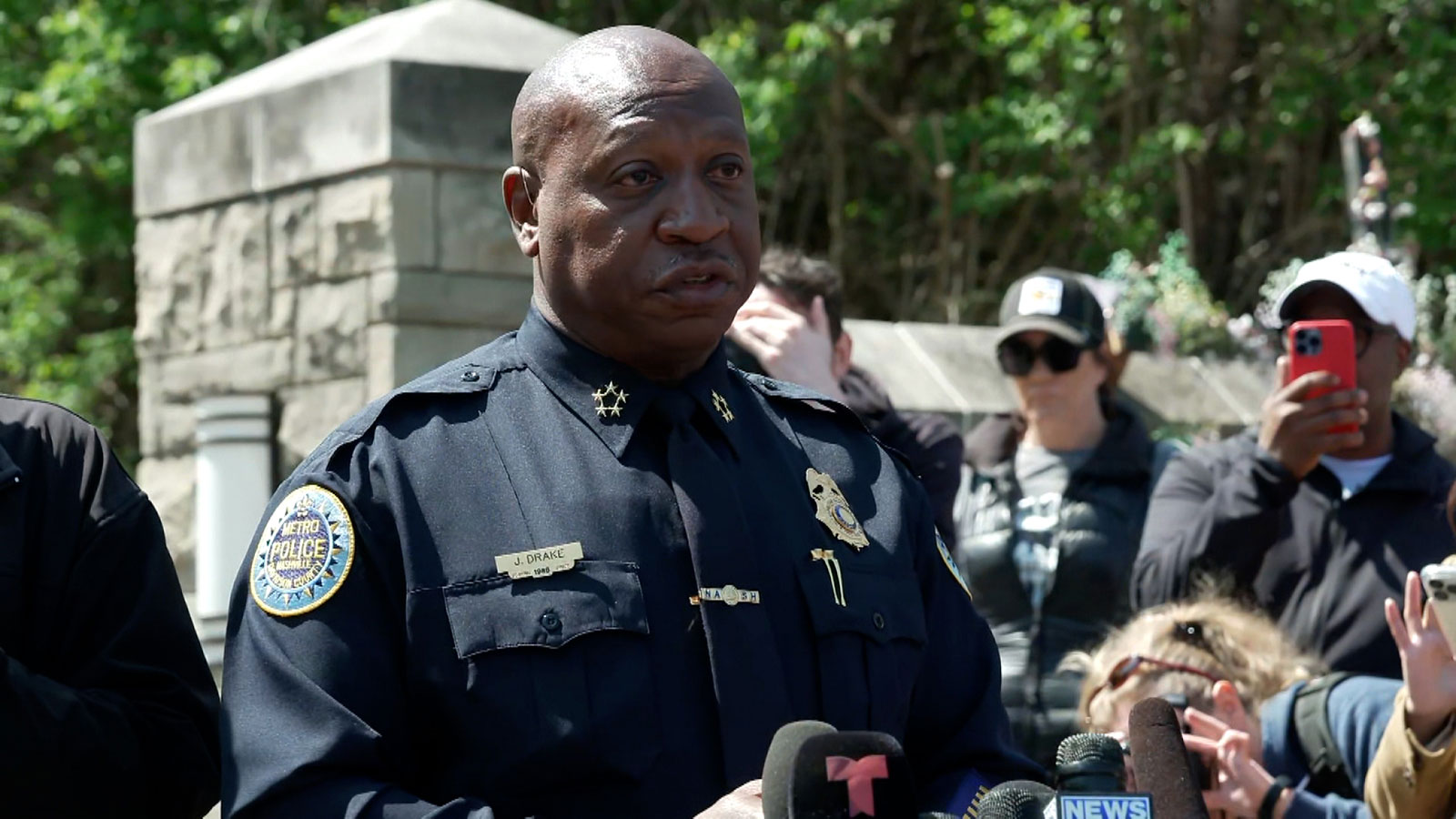 Metro Nashville Police Chief John Drake speaks at a press conference on Tuesday. 