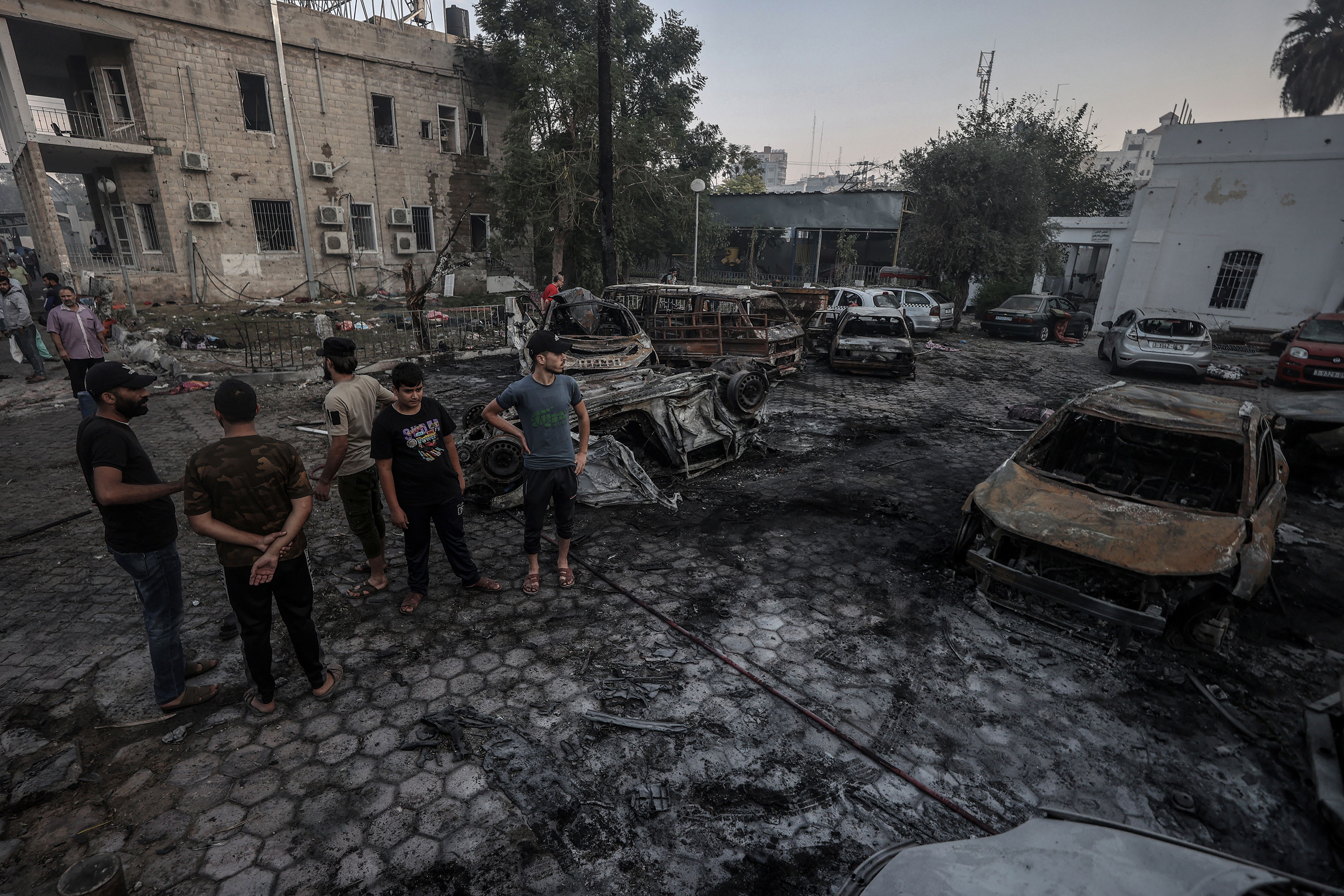 The site of the blast at al-Ahli Baptist Hospital is seen in Gaza City on Wednesday.
