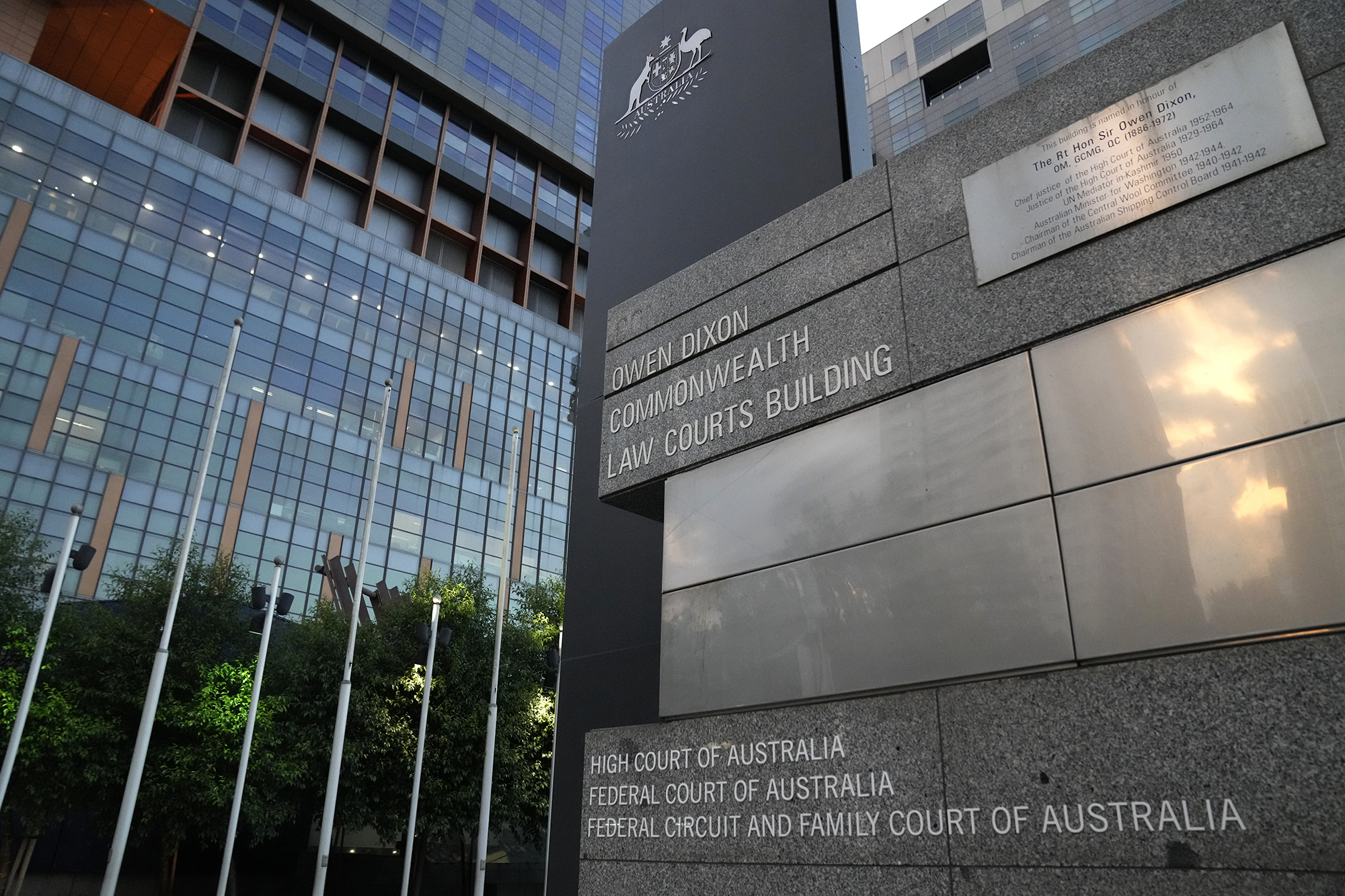 Owen Dixon Commonwealth Law Courts building, where the hearing of Serbian tennis player Novak Djokovic is held at the Federal Circuit and Family Court of Australia, is seen in Melbourne, Australia, Friday, January 14.