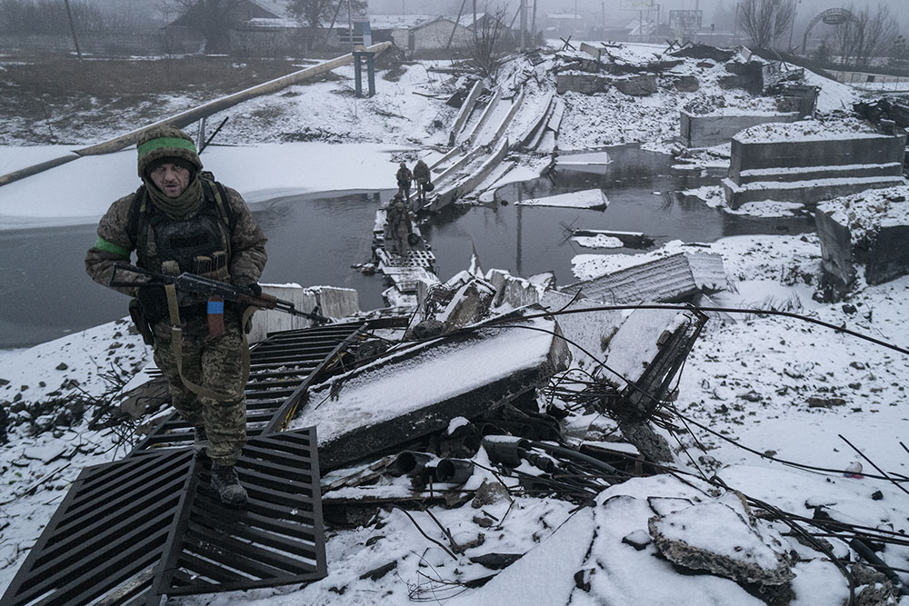 Ukrainian soldiers return from the front line in Bakhmut, Ukraine on January 29, 2023. (Photo by Marek M. Berezowski/Anadolu Agency via Getty Images)