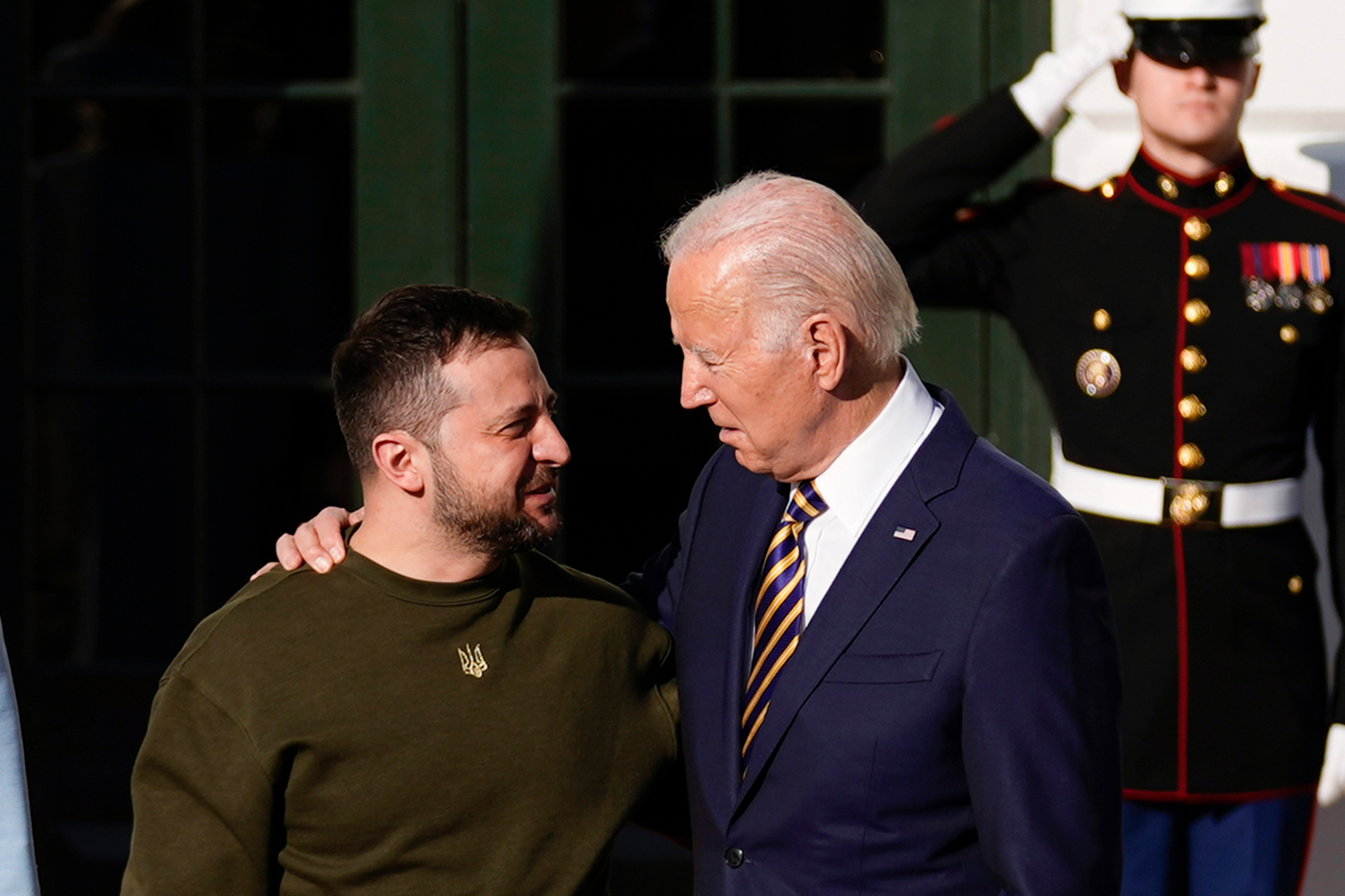 In this file photo, President Joe Biden welcomes Ukraine's President Volodymyr Zelenskyy at the White House in Washington, DC, in December 2022. 