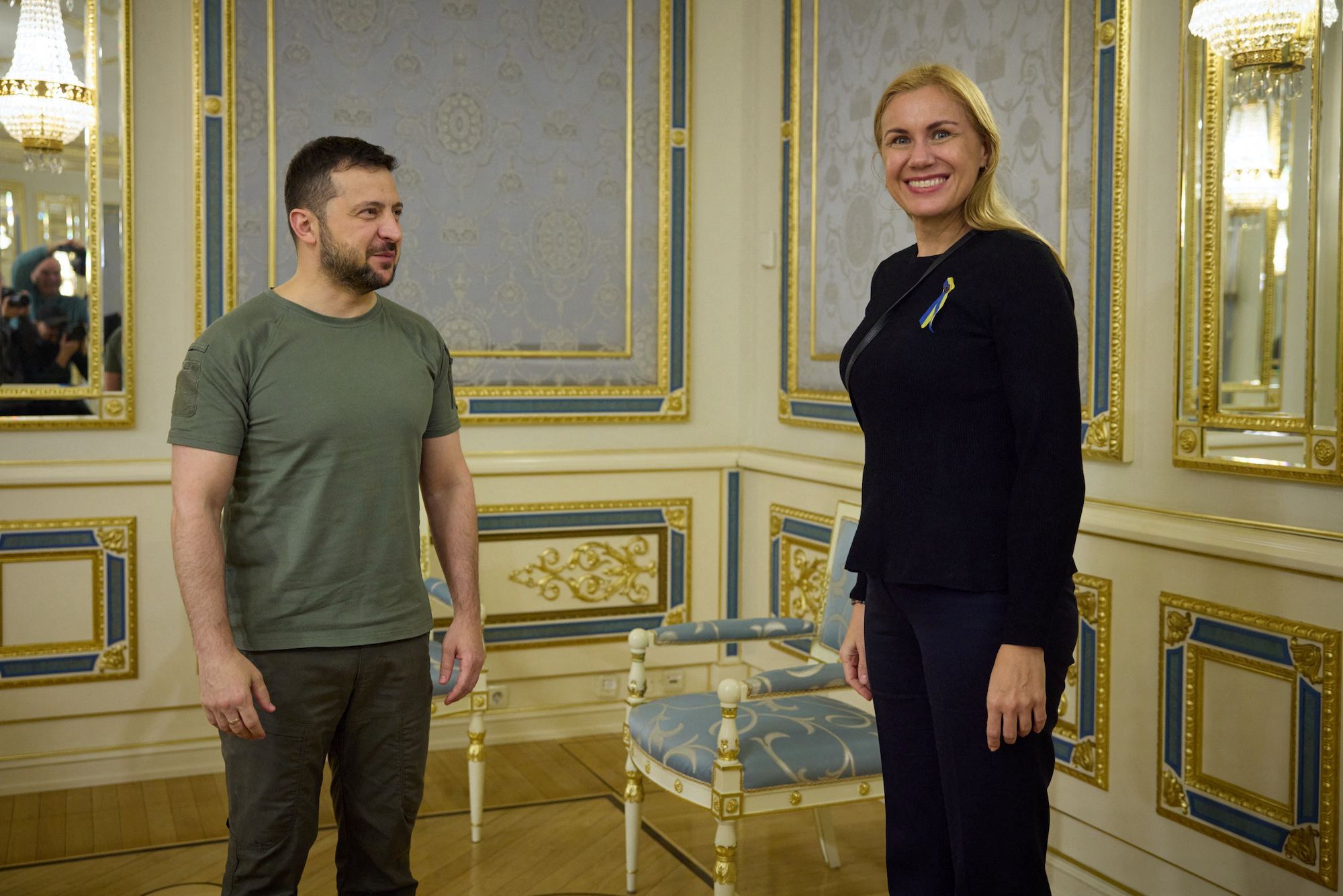 Zelensky meets with European Commissioner for Energy Kadri Simson in Kyiv, on Tuesday.