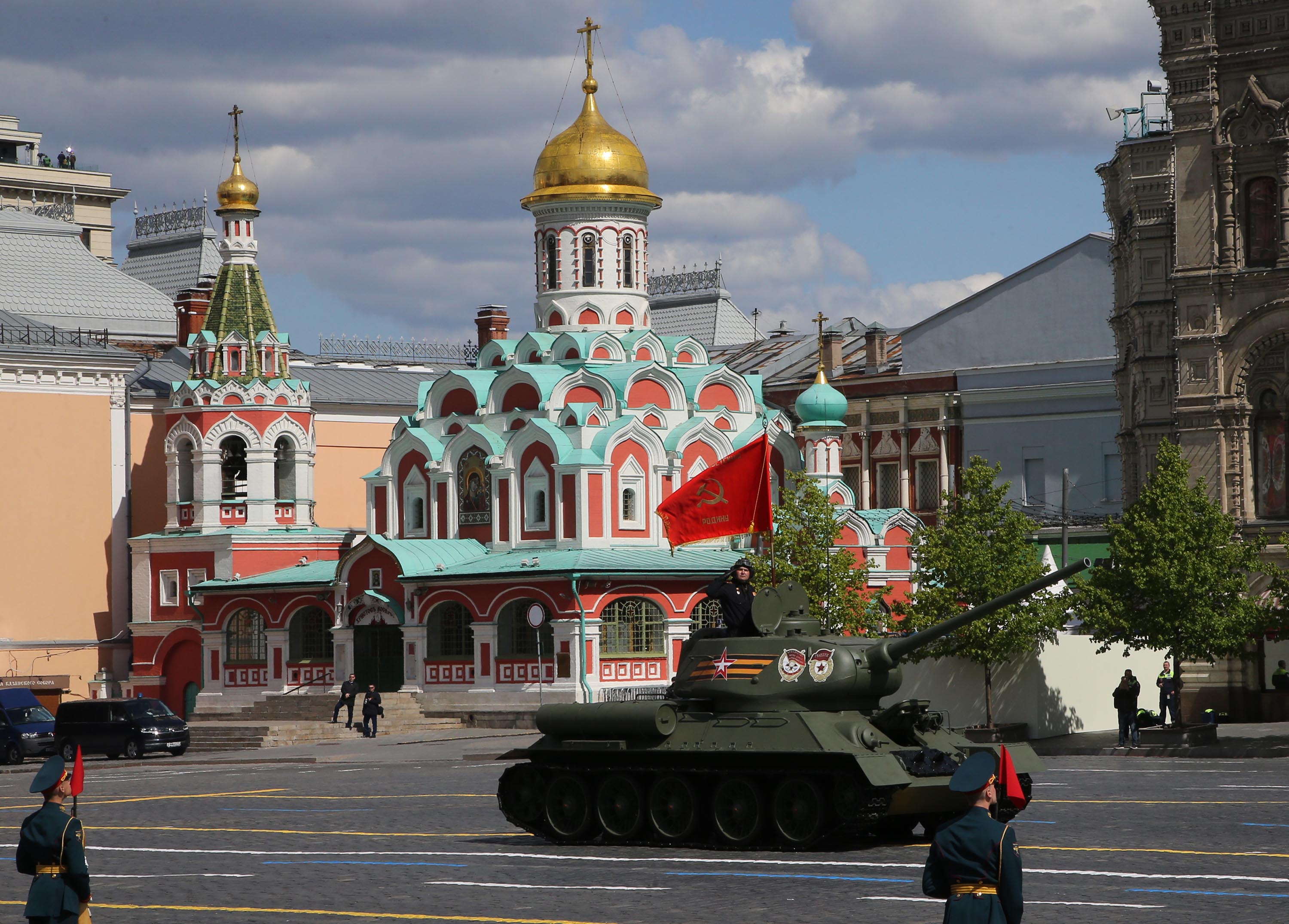 A T-34 tank is driven during the Victory Day parade in Moscow on May 9. 
