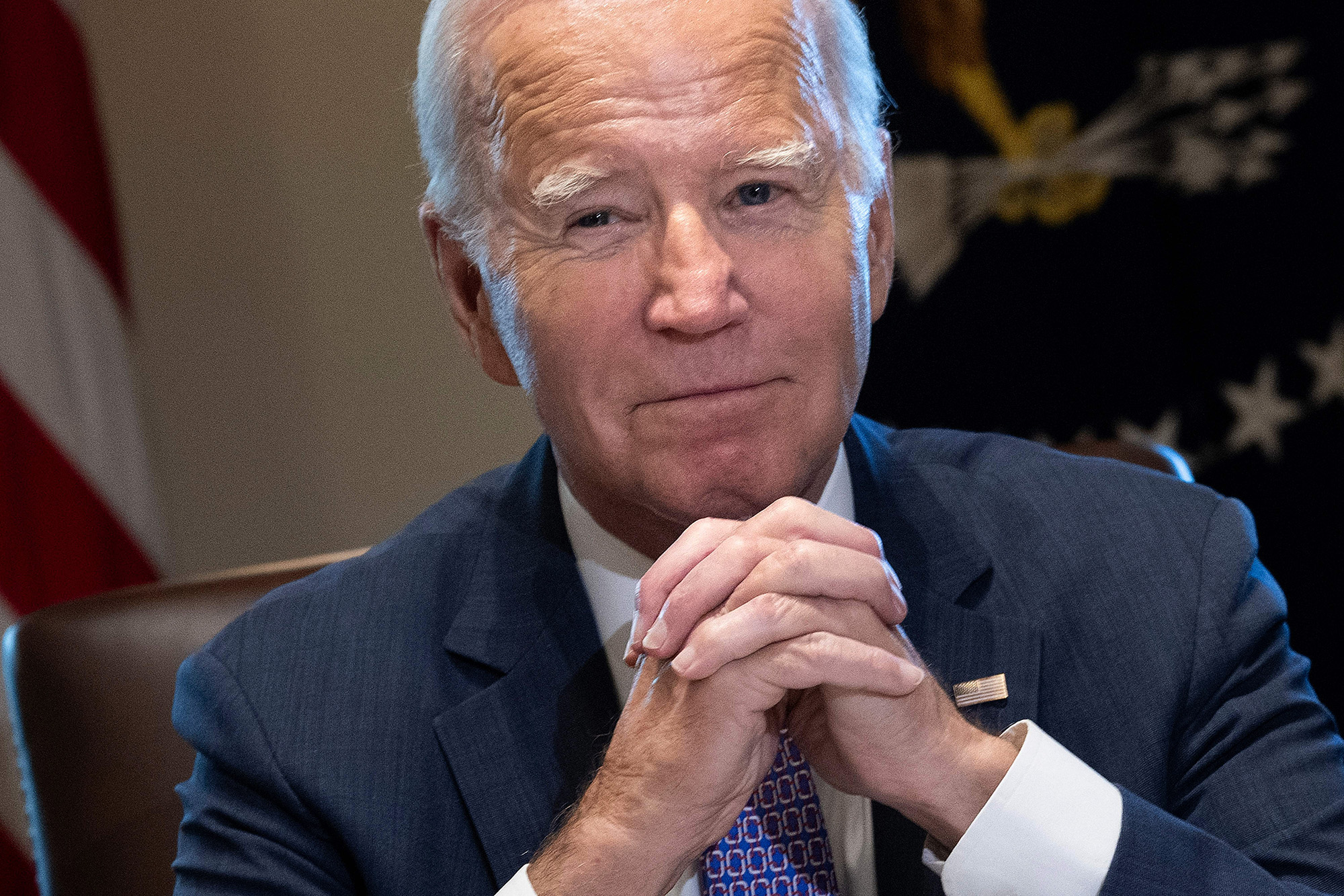 US President Joe Biden looks on during a meeting with his Cabinet in the Cabinet Room of the White House in Washington, DC, on October 2.