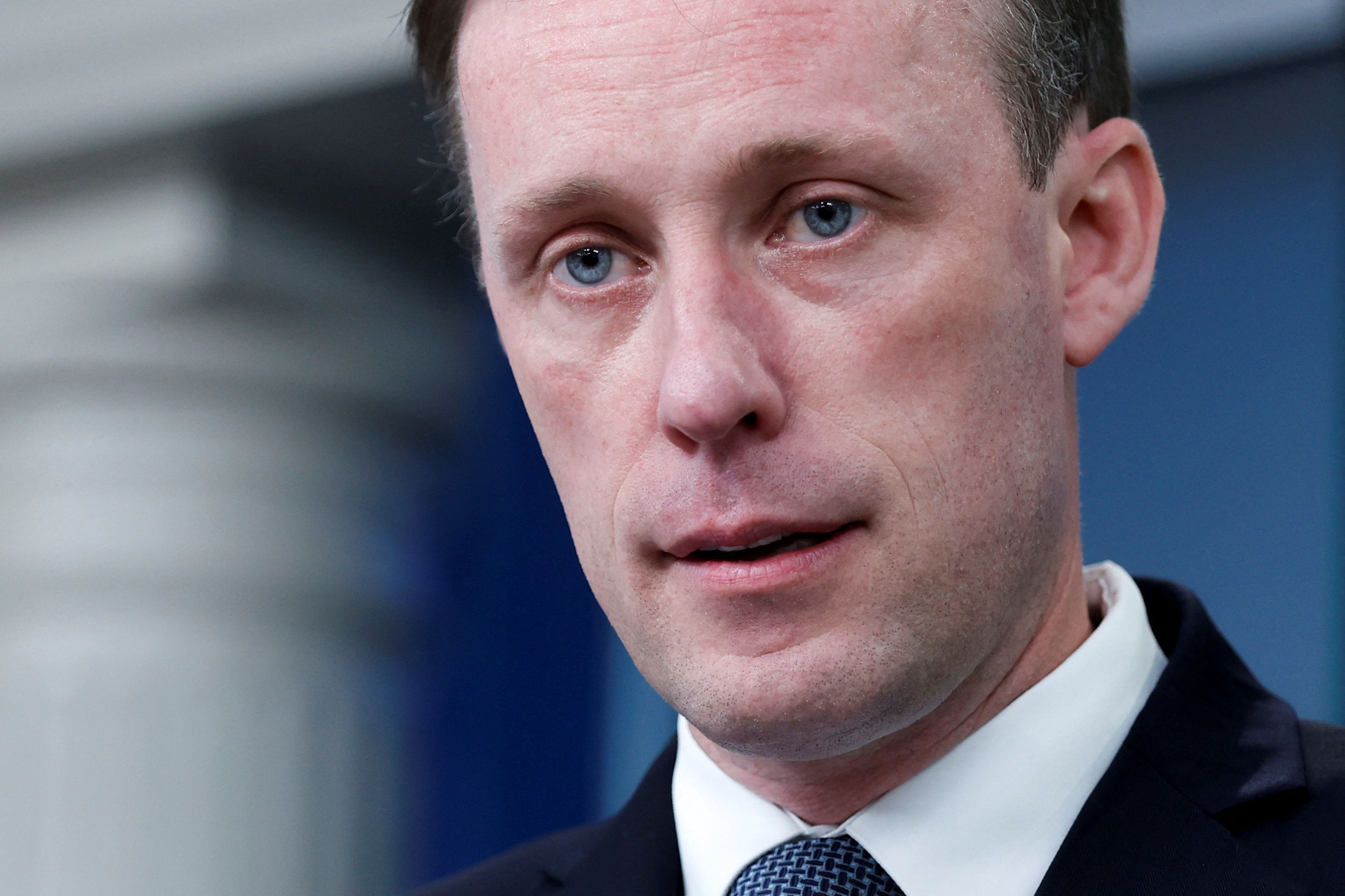 US national security adviser Jake Sullivan speaks at a press briefing at the White House in Washington, DC, on July 7. 