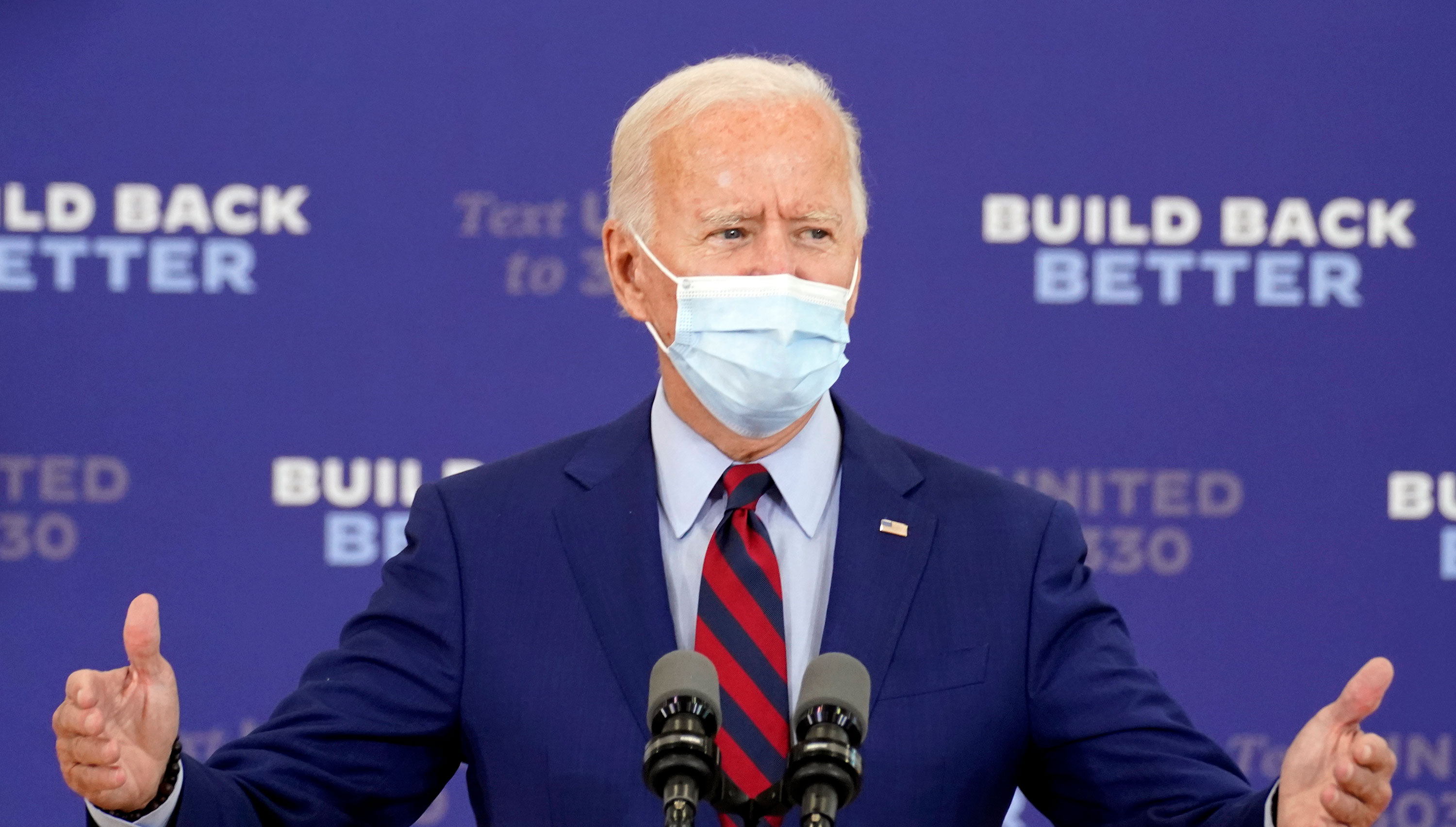 Democratic presidential candidate Joe Biden speaks at Jose Marti Gym on Monday, October 5 in Miami, Florida.