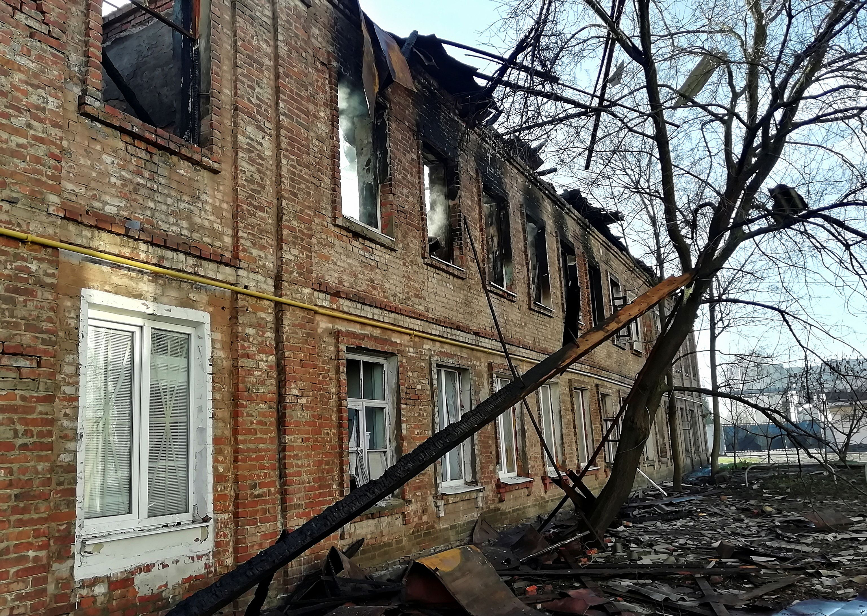 A damaged residential building is seen after shelling in Kharkiv, Ukraine on April 9. 