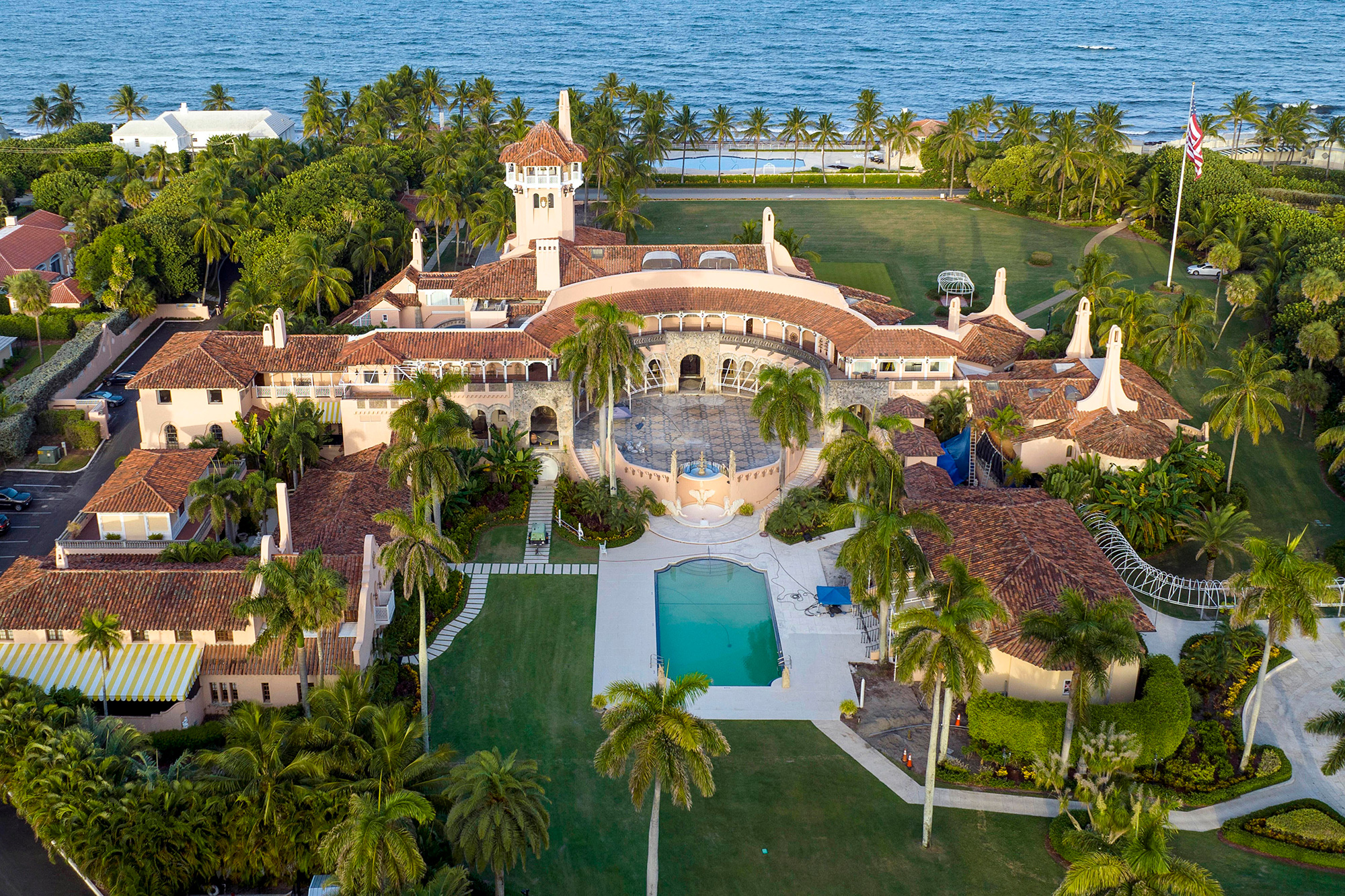 An aerial view of Donald Trump's Mar-a-Lago estate in Palm Beach, Florida, in August 2022.