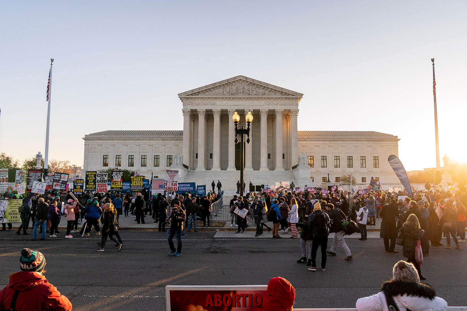Demonstrators gather outside of the US Supreme Court on Wednesday.