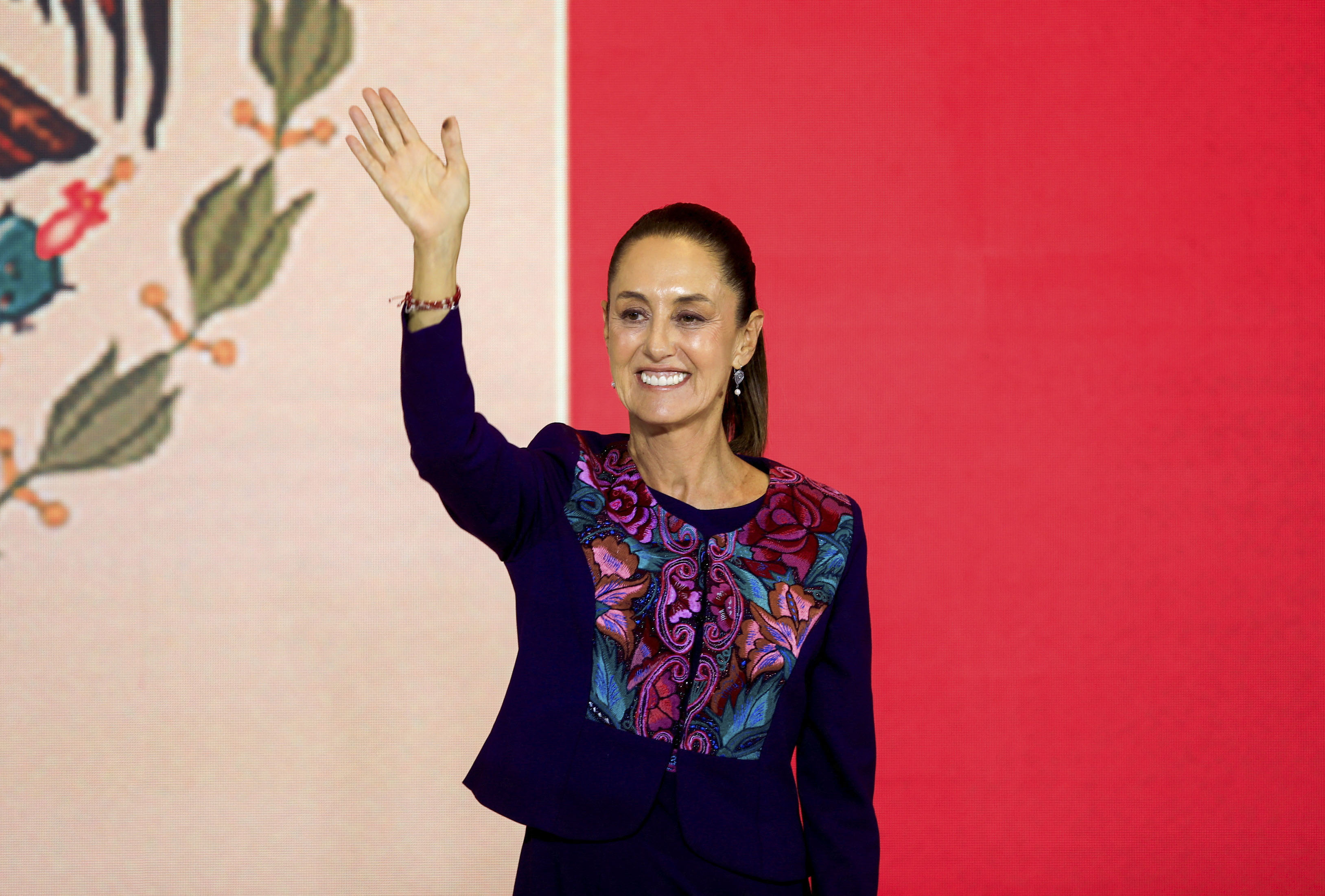 Claudia Sheinbaum waves to supporters in Mexico City on June 3. 