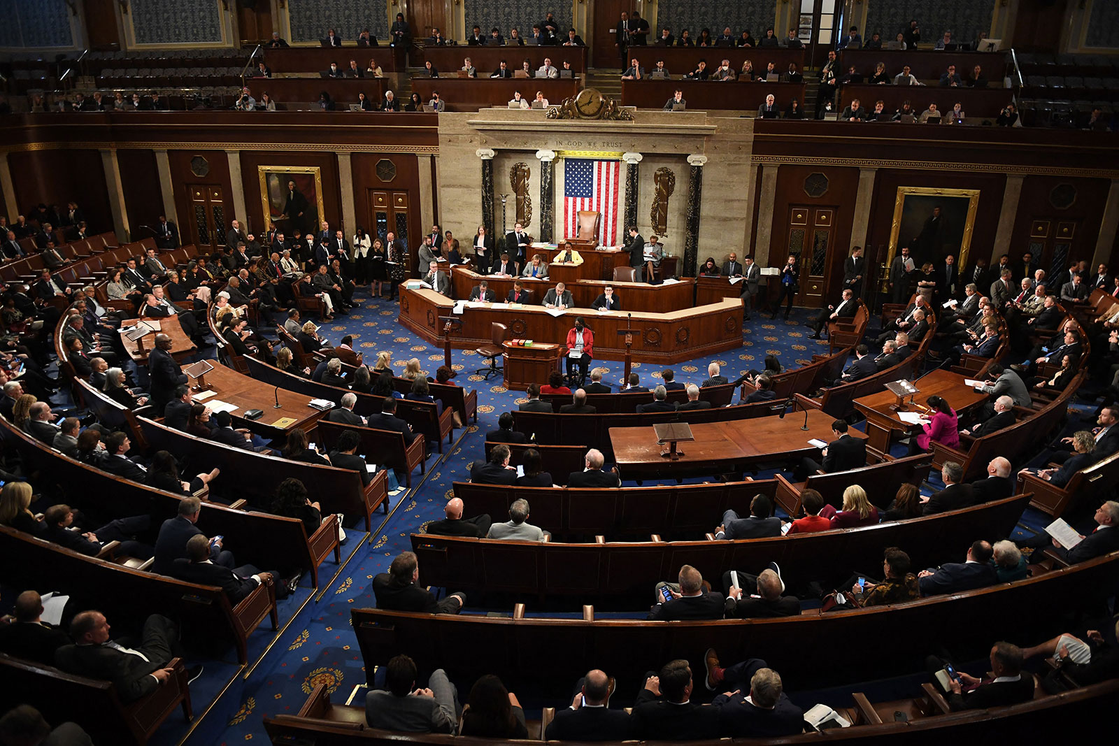 Lawmakers in the US House of Representatives take a 13th round vote to elect a speaker at the US Capitol on Friday. 