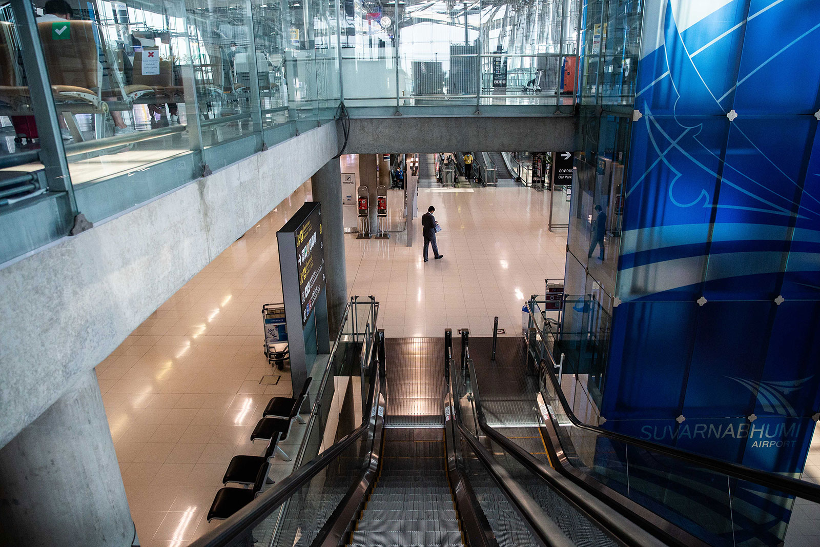A nearly empty terminal at Suvarnabhumi Airport in Bangkok, Thailand, on April 3, after the government announced that the country would be suspending all international arrivals.