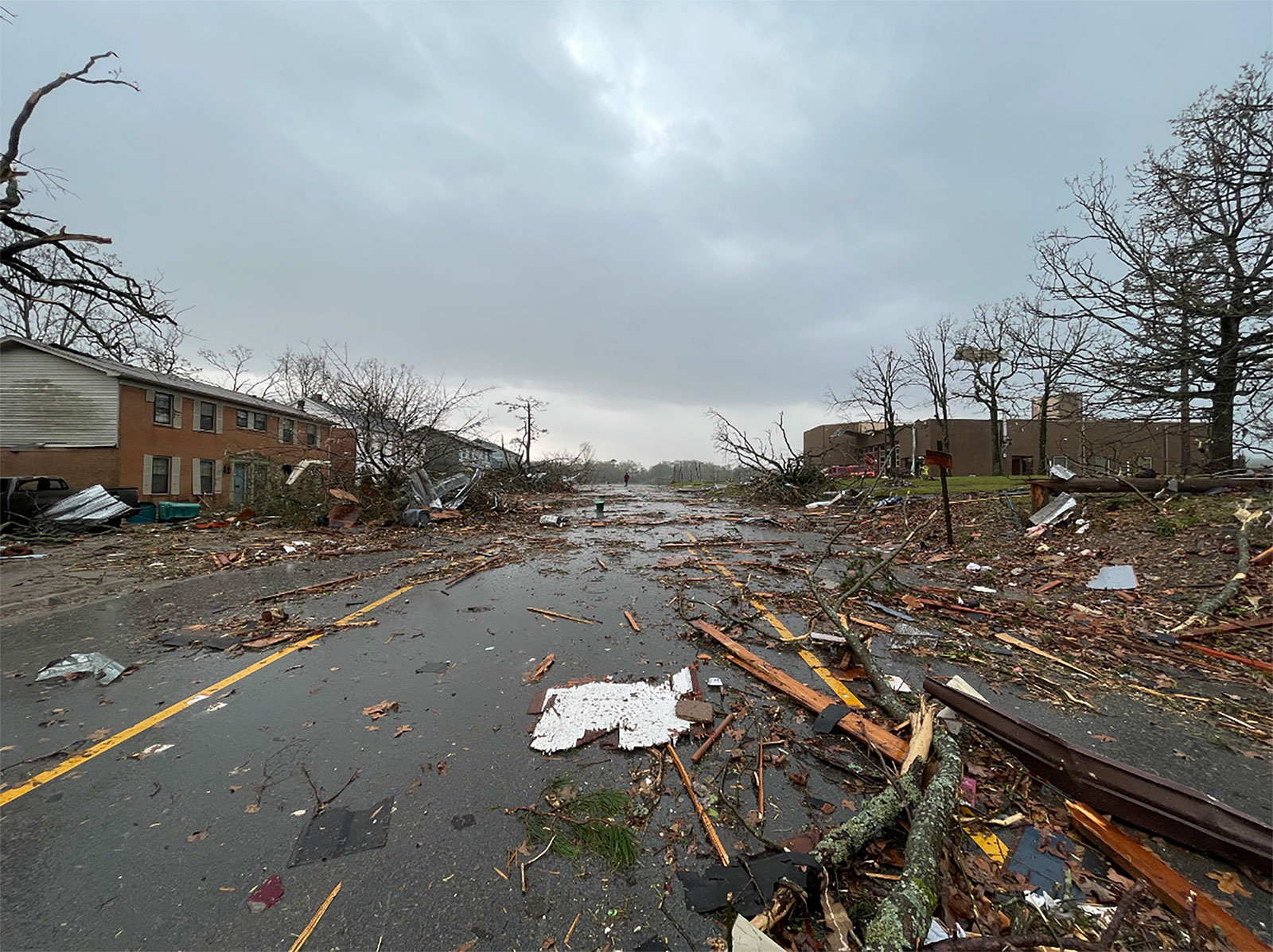Storm damage is seen in Little Rock on Friday.