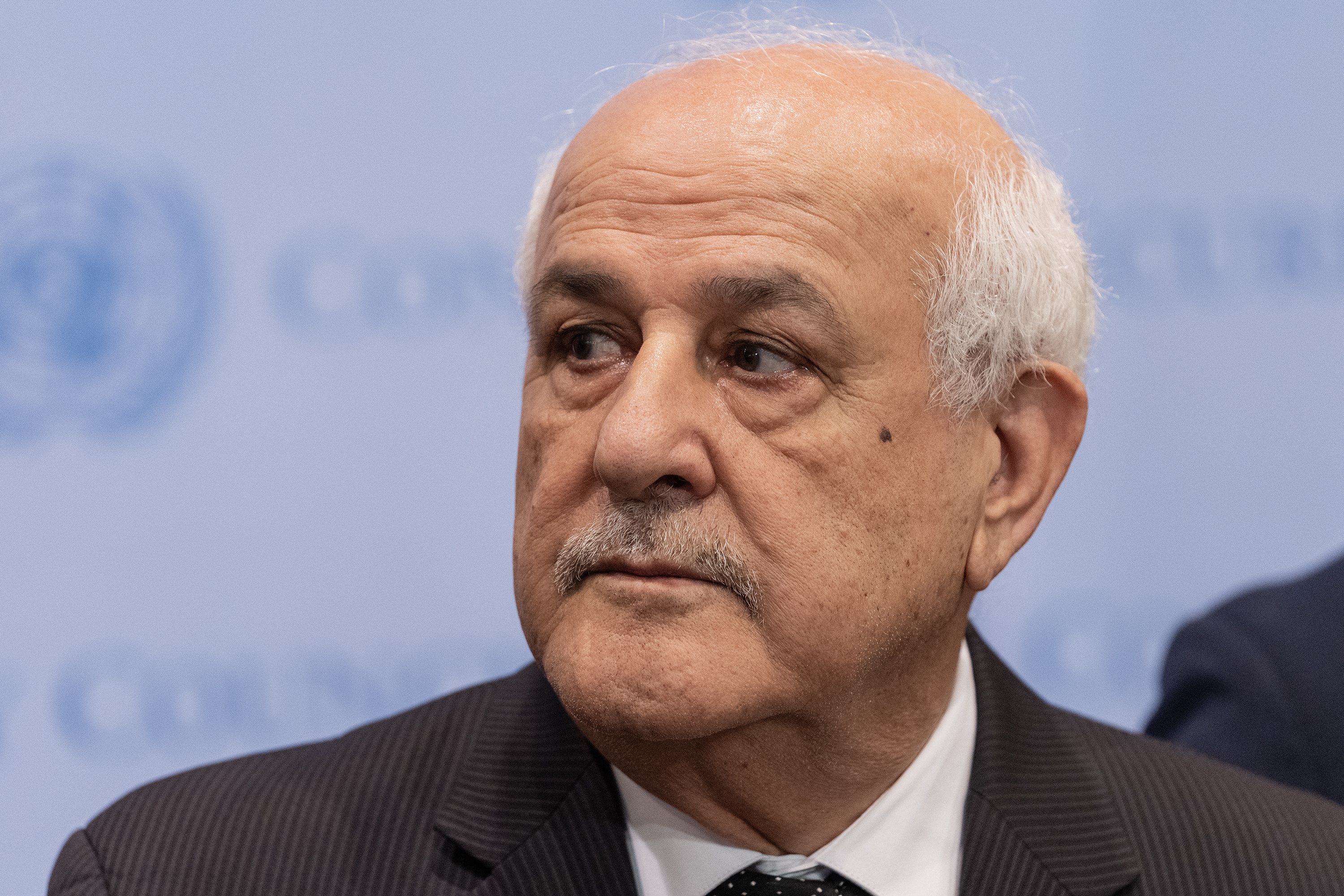 Riyad Mansour speaks at the UN Headquarters on October 27.
