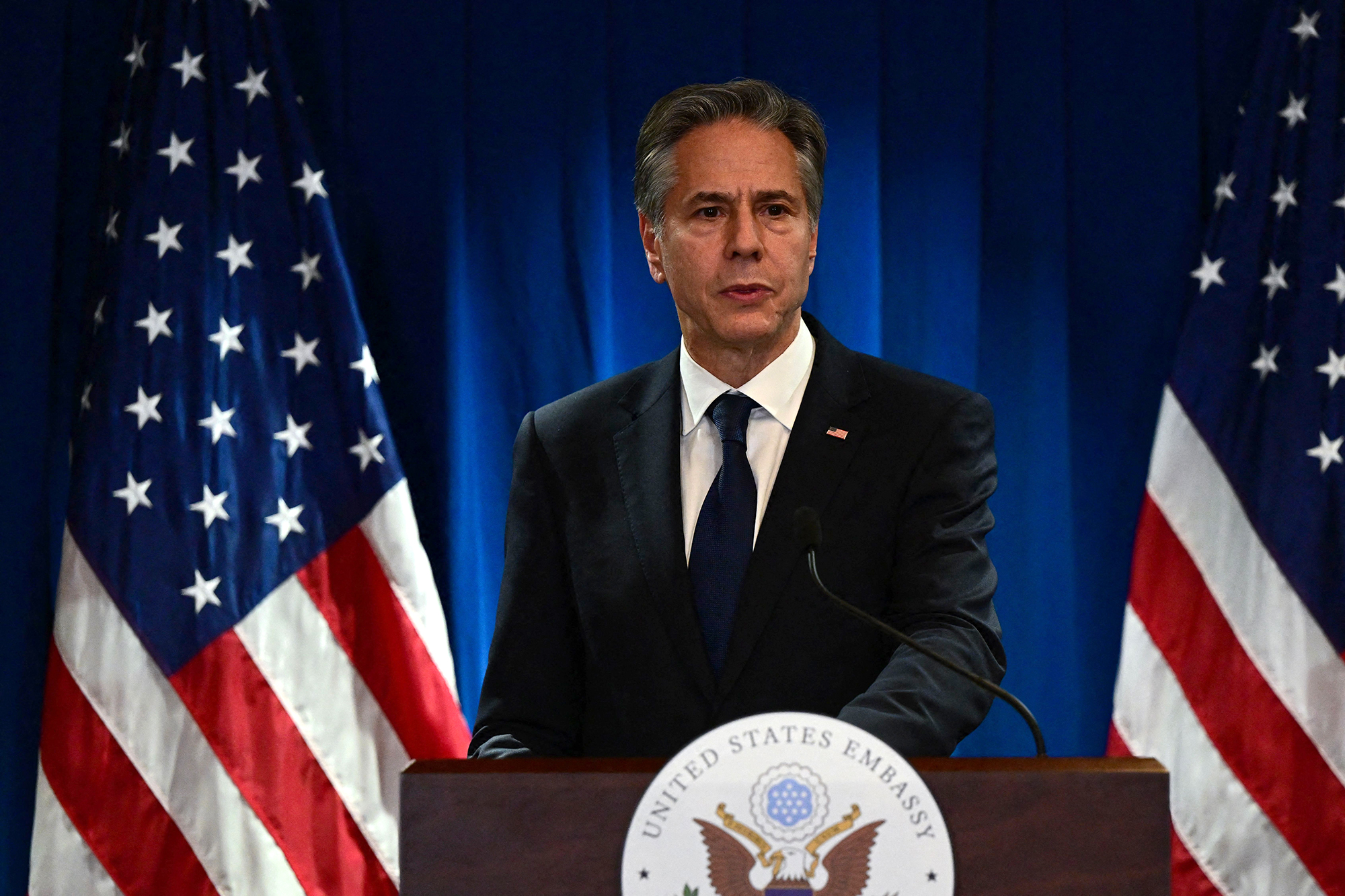 US Secretary of State Antony Blinken speaks at a press conference on June 19. 