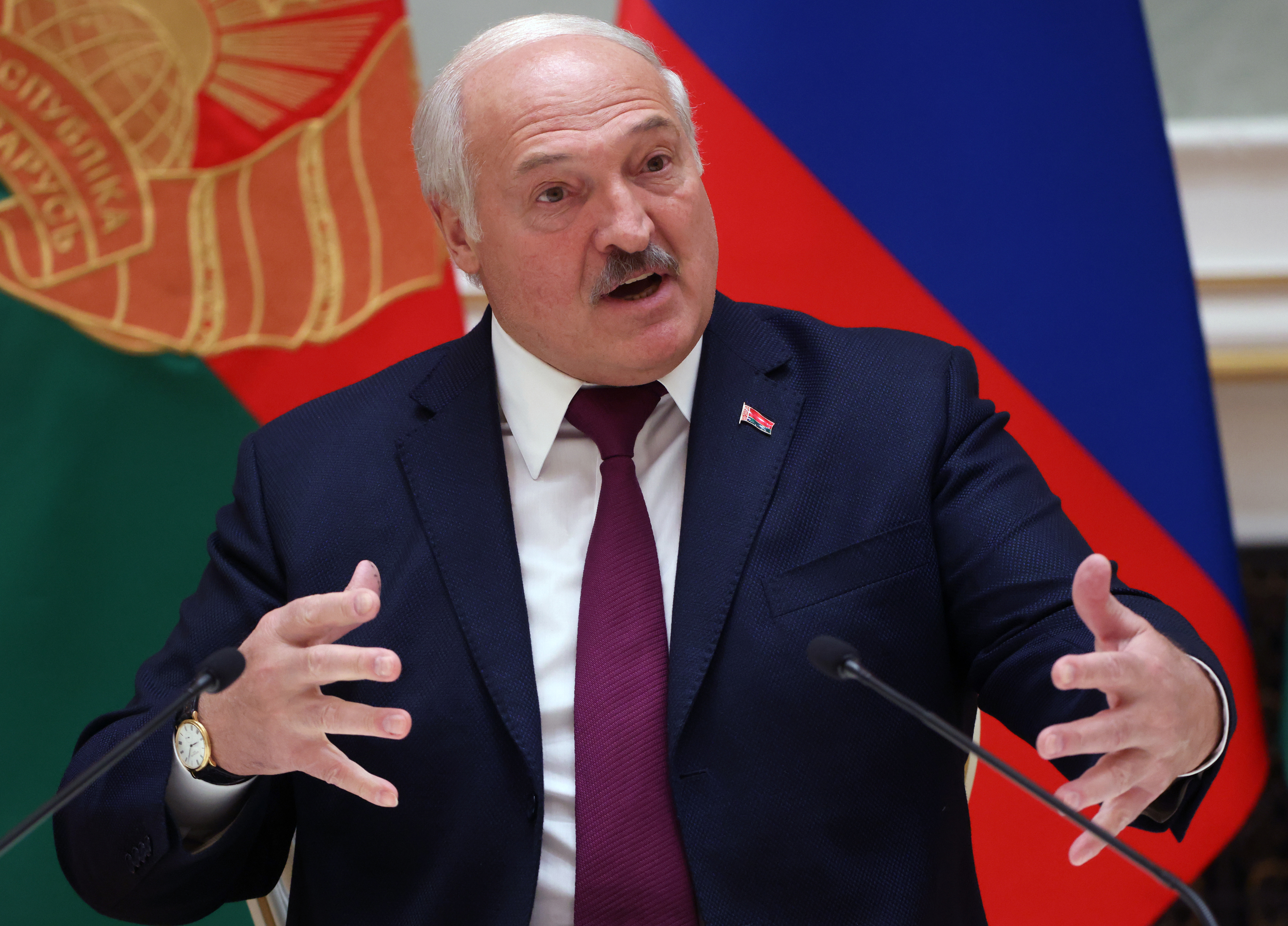 Belarusian President Alexander Lukashenko speaks during a press conference in Minsk, Belarus on December, 19.
