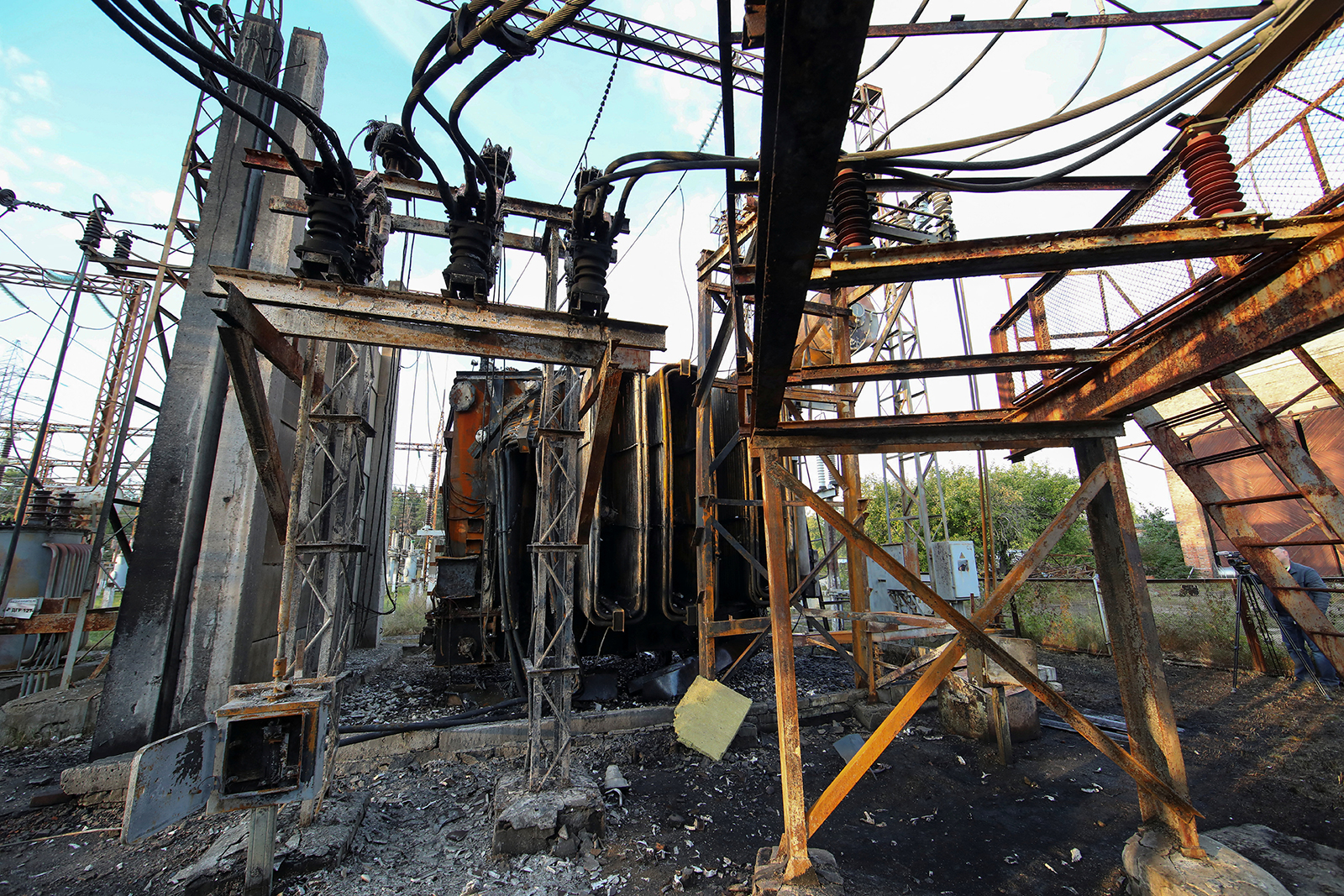 A power substation damaged by a Russian missile strike in Kharkiv on September 12.