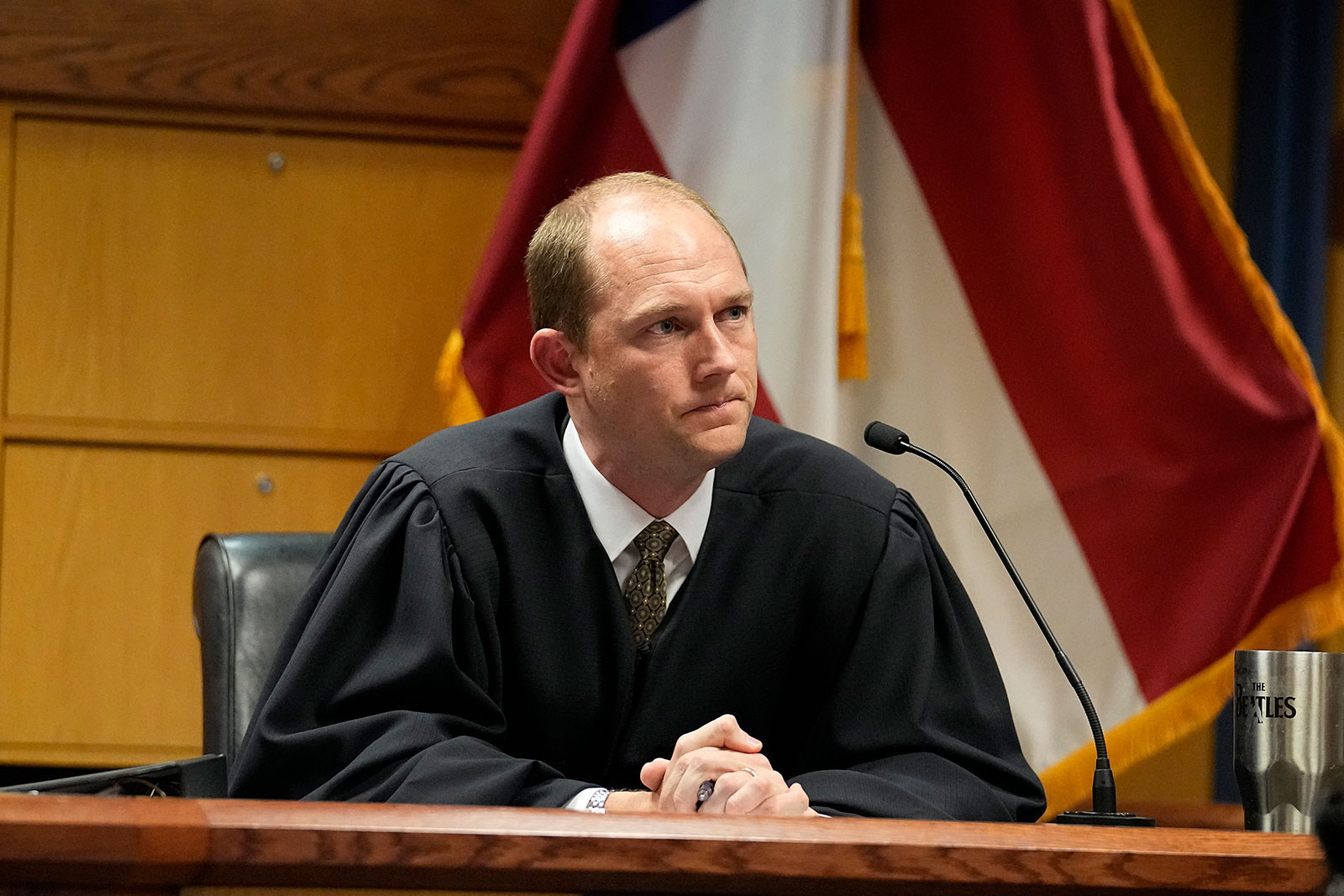 Fulton County Superior Judge Scott McAfee presides in court, on Tuesday, February 27.