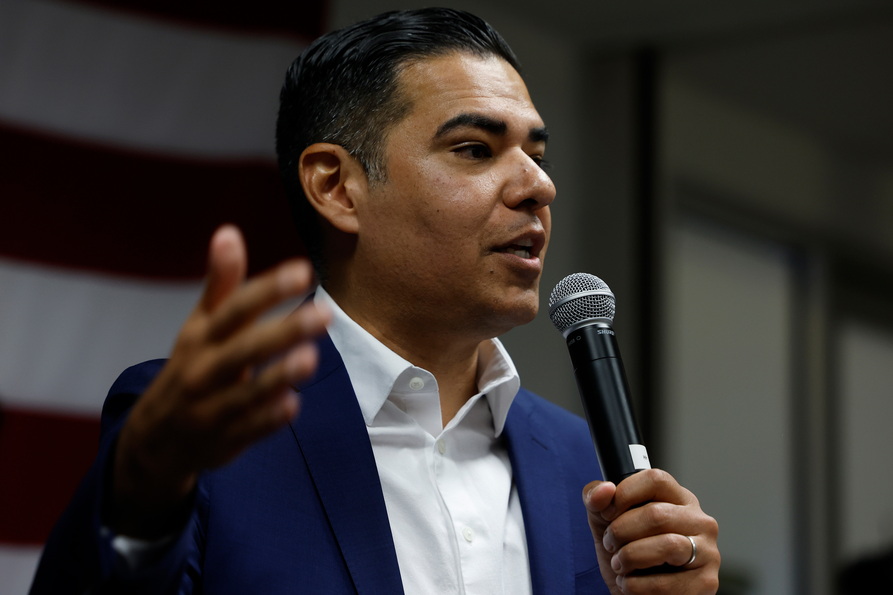 Robert Garcia speaks at a Congressional Hispanic Caucus event welcoming new Latino members to Congress at the headquarters of the Democratic National Committee in Washington, DC on November 18, 2022.
