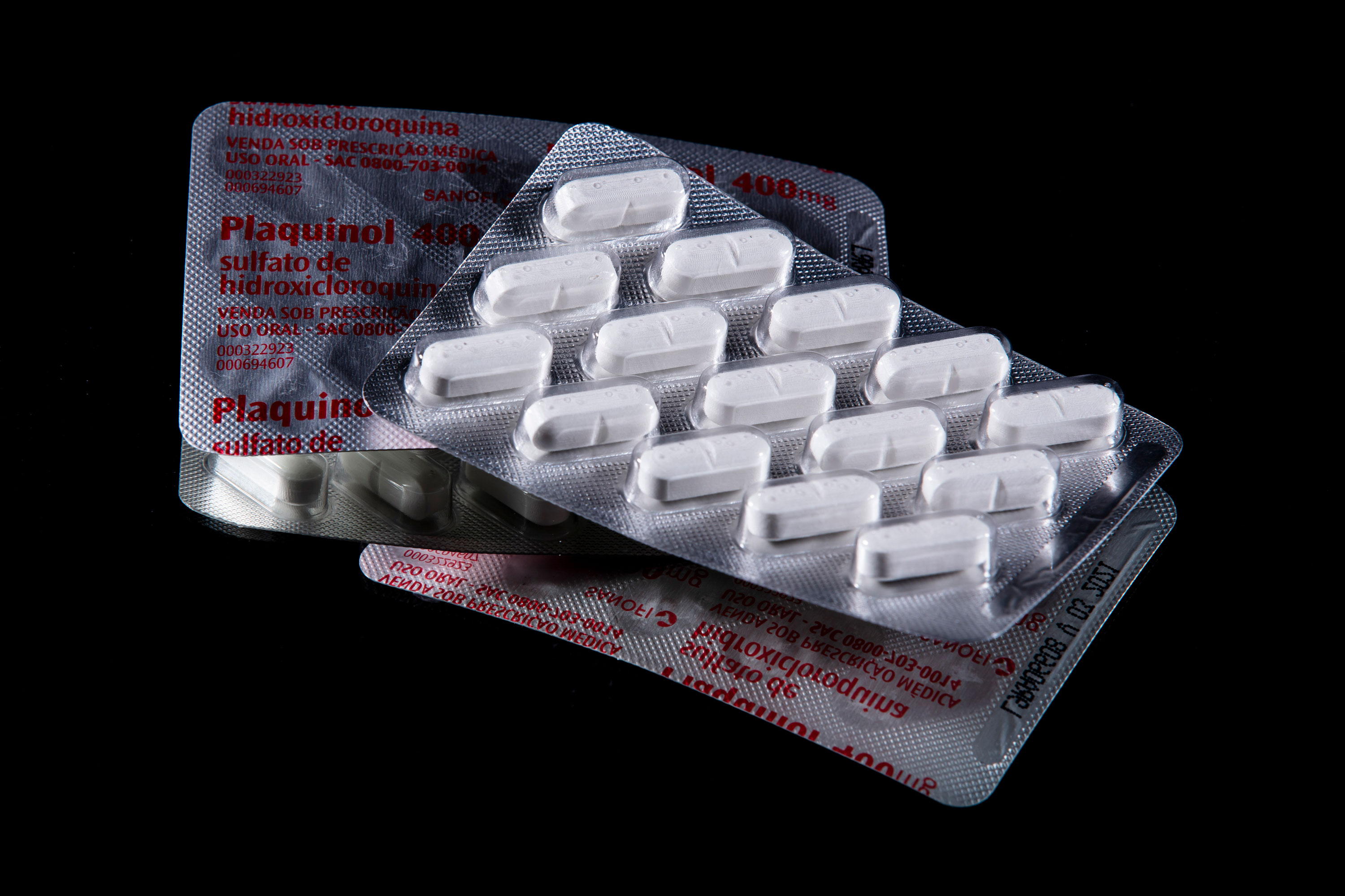 In this photo illustration, tablets of Plaquinol (Hydroxychloroquine) are displayed on April 10.