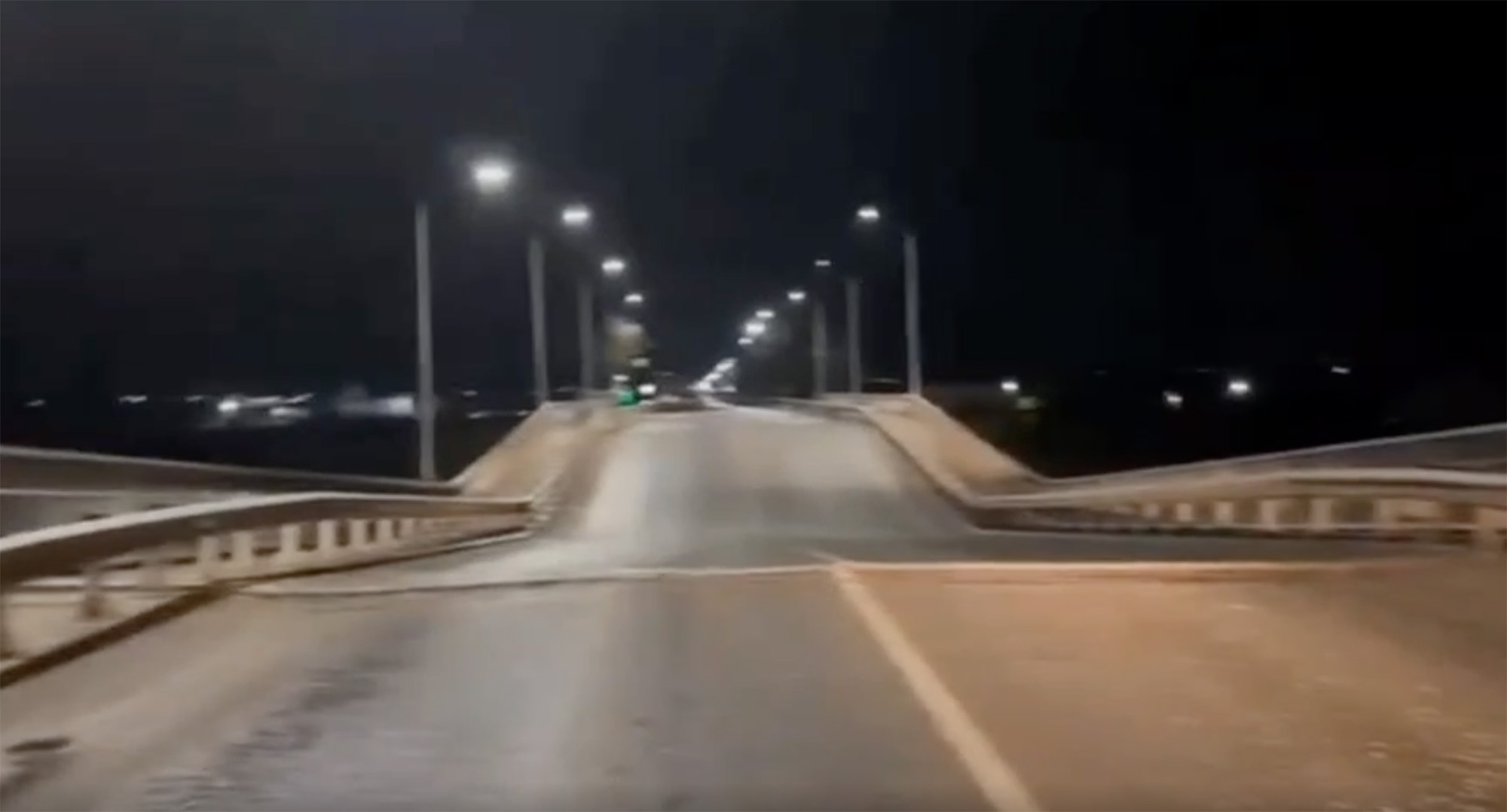 The bridge connecting the main part of the city of Melitopol to a suburb Konstantynivka in an image taken from social media on December 13.