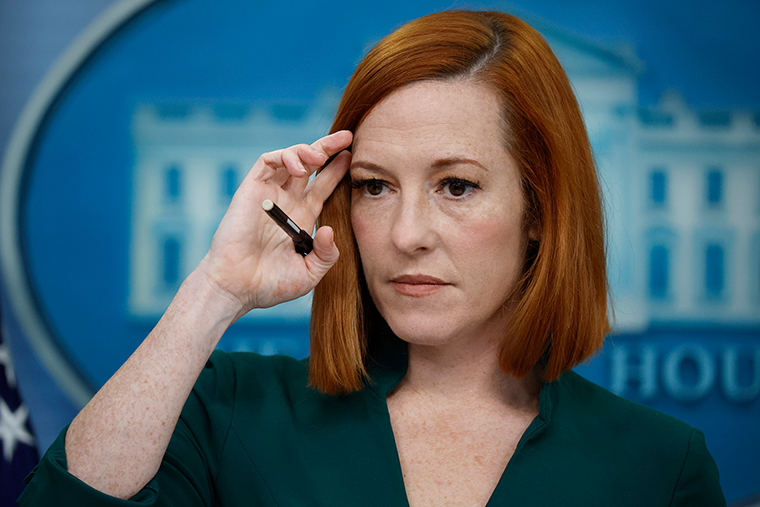 White House Press Secretary Jen Psaki talks to reporters  at the White House on Thursday, March 10.