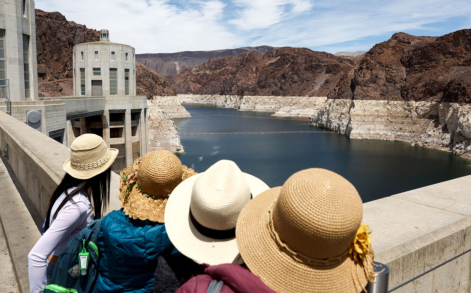 People view Lake Mead from the Hoover Dam in May.
