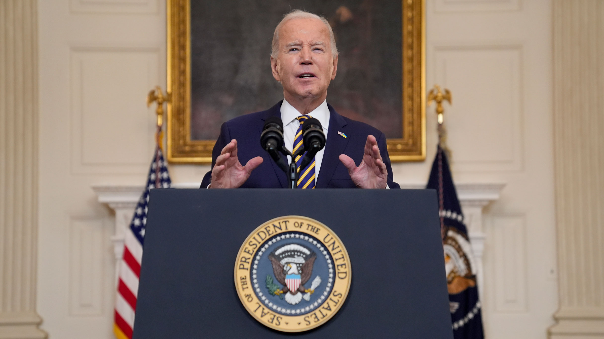 President Joe Biden speaks at the White House on Tuesday.