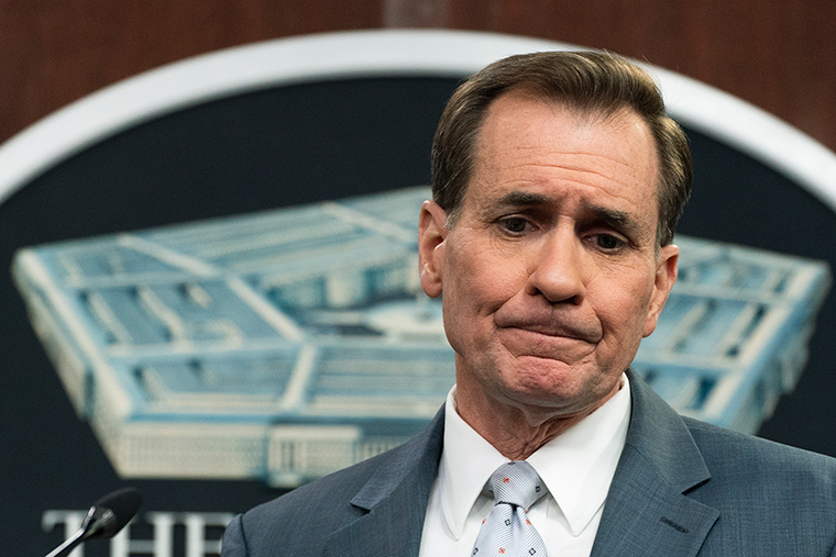 Pentagon spokesman John Kirby during a briefing at the Pentagon in Washington, Friday, April 29.