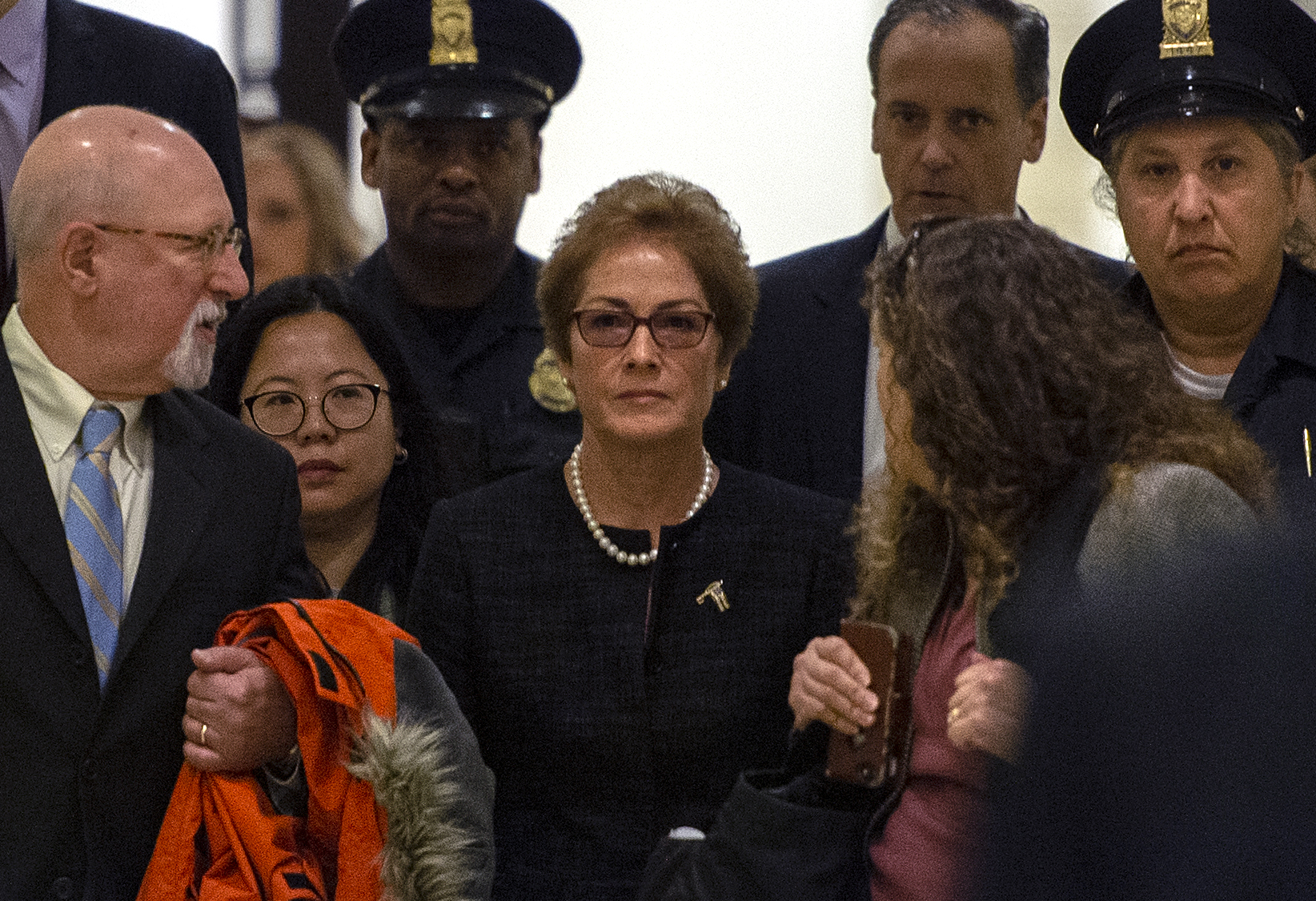 Former US Ambassador to Ukraine Marie Yovanovitch (C) arrives for a deposition before members of the House of Representatives, on Oct. 11, 2019, in Washington, DC.