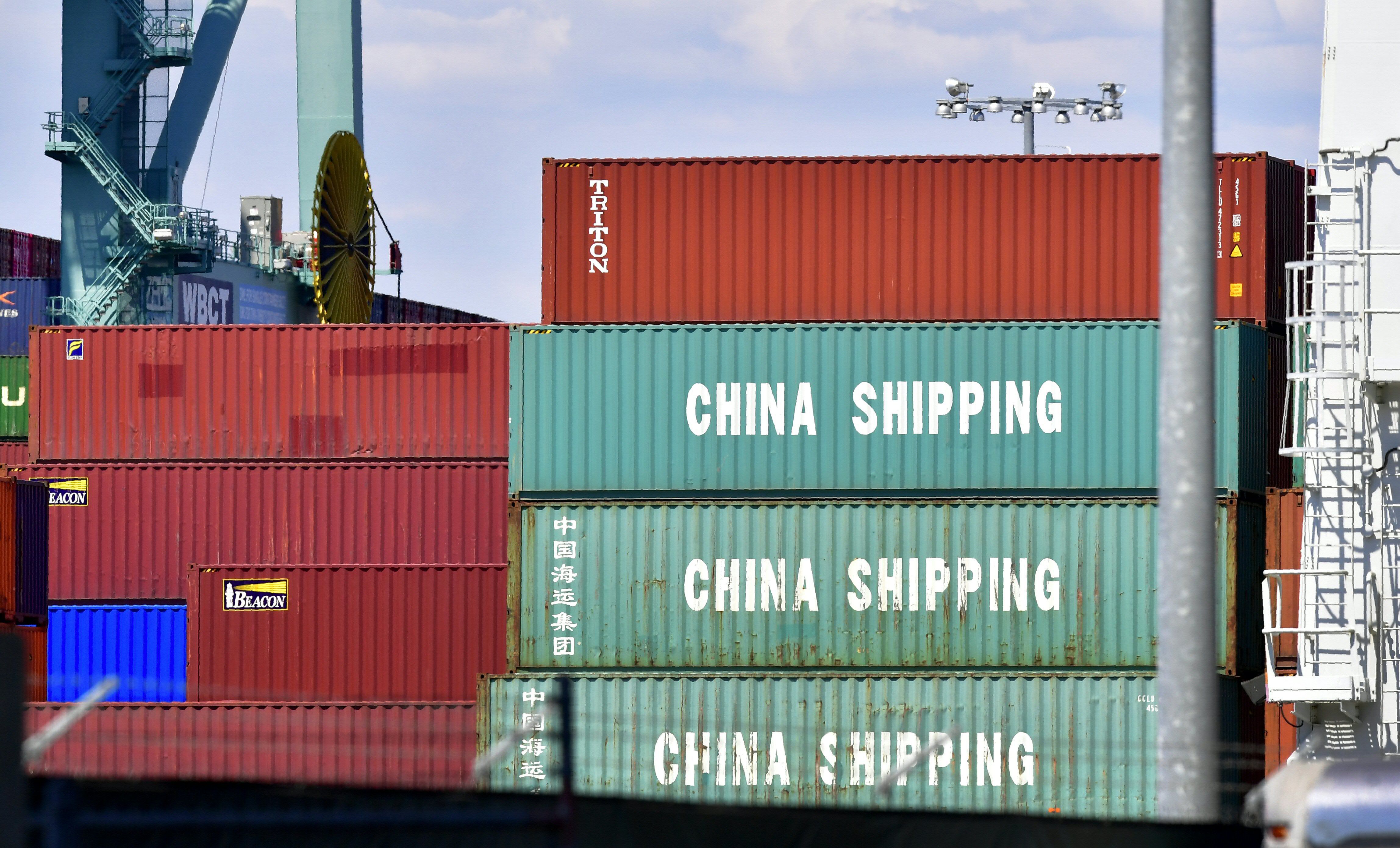 Containers in Long Beach, California on July 6, 2018, including some from China Shipping, a conglomerate under the direct administration of China's State Council.
