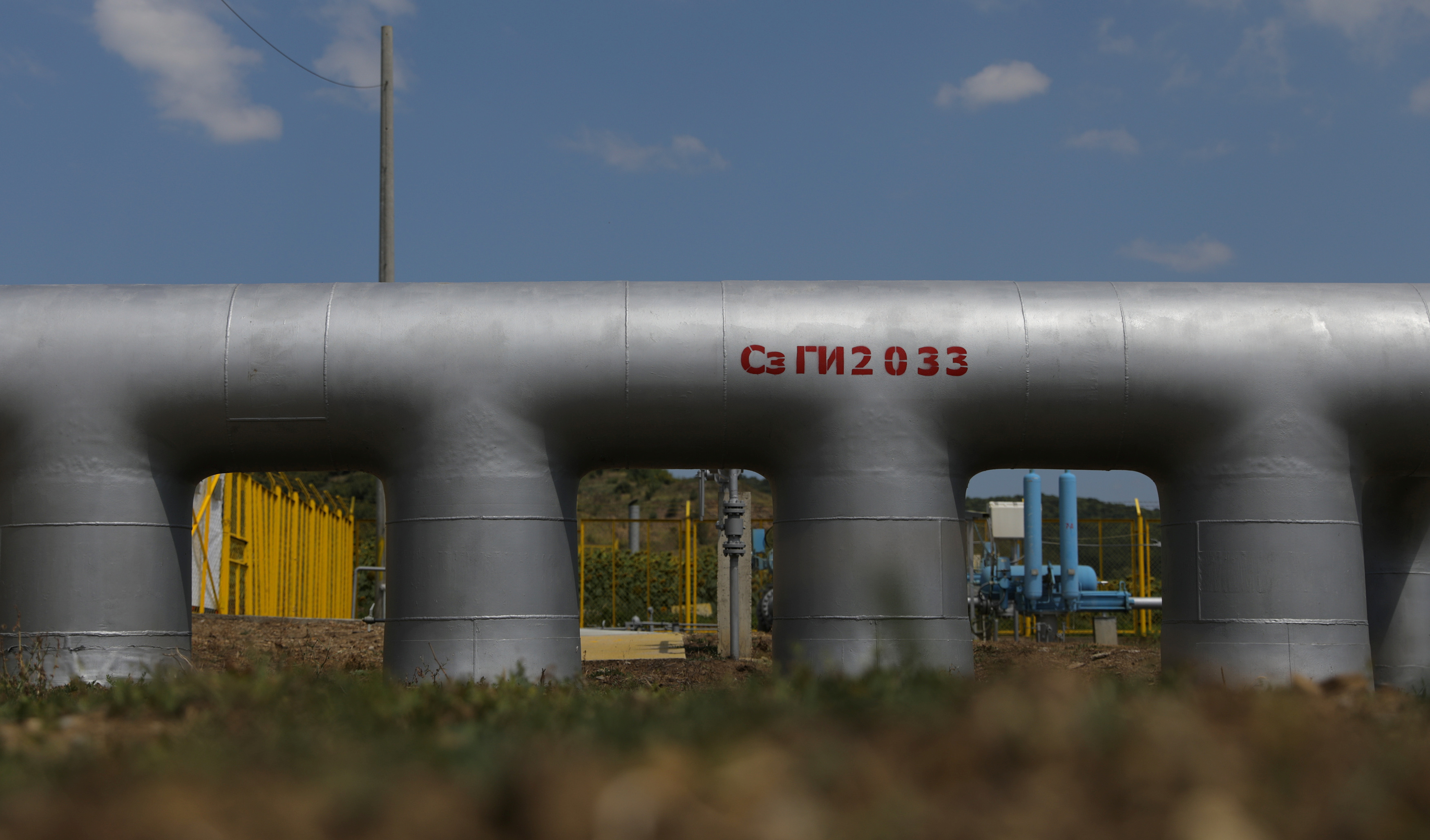 An element of a 20-km looping section at transit gas pipeline to Turkey near Lozenets, Bulgaria, on August 3, 2018.