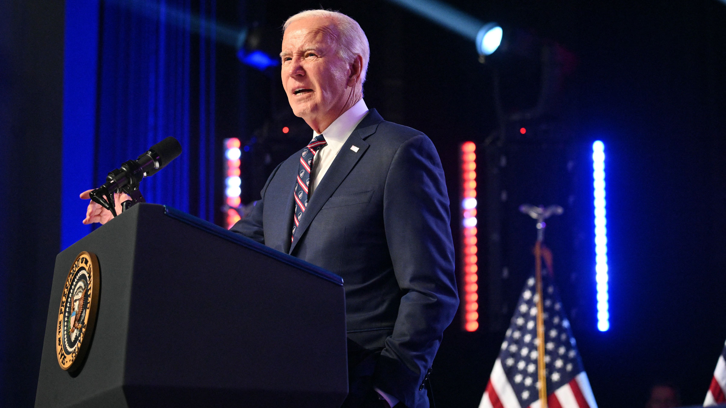 President Joe Biden delivers a speech Friday in Blue Bell, Pennsylvania.