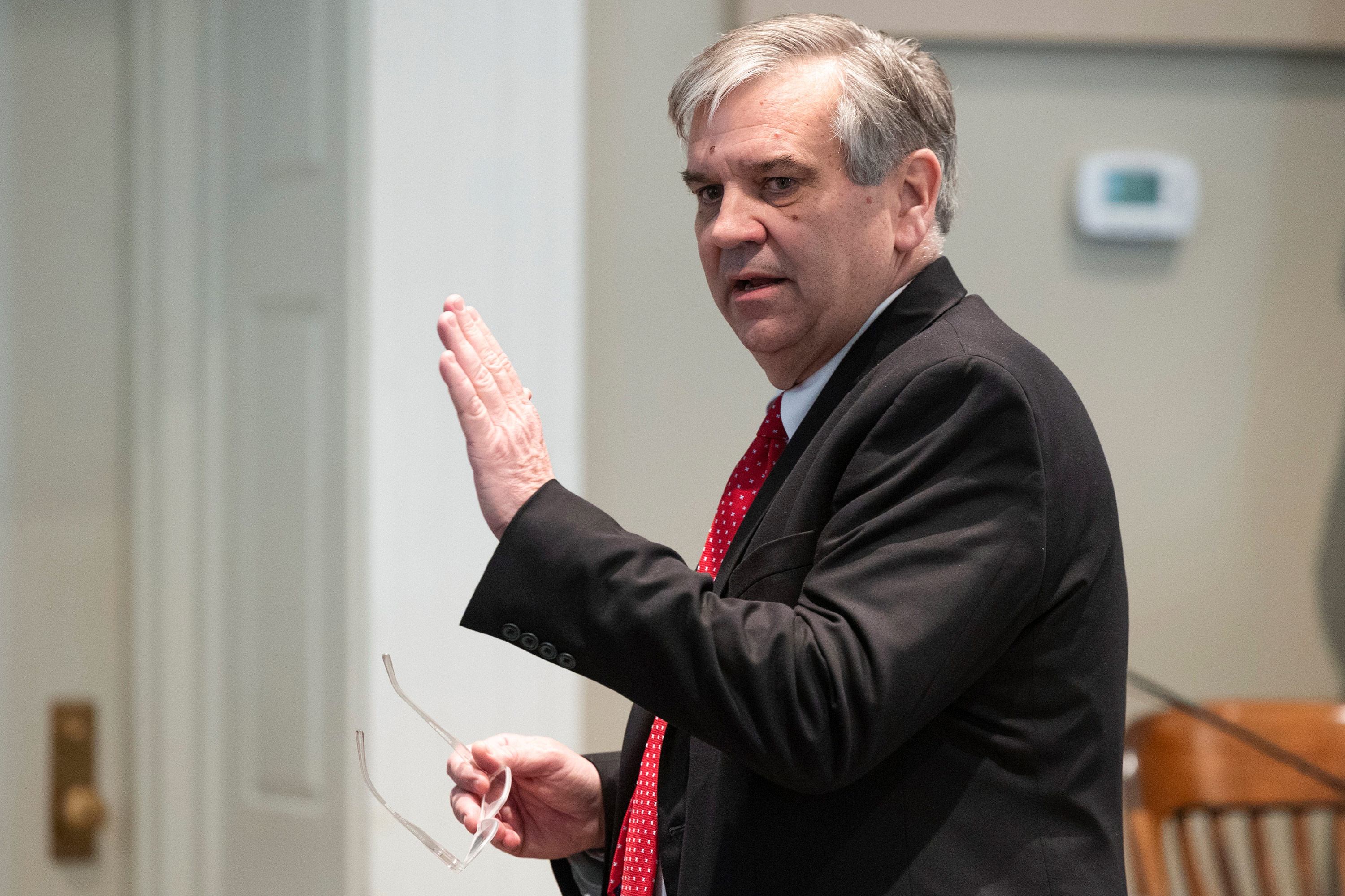 Prosecutor John Meadors gives his closing arguments on Thursday, March 2. 